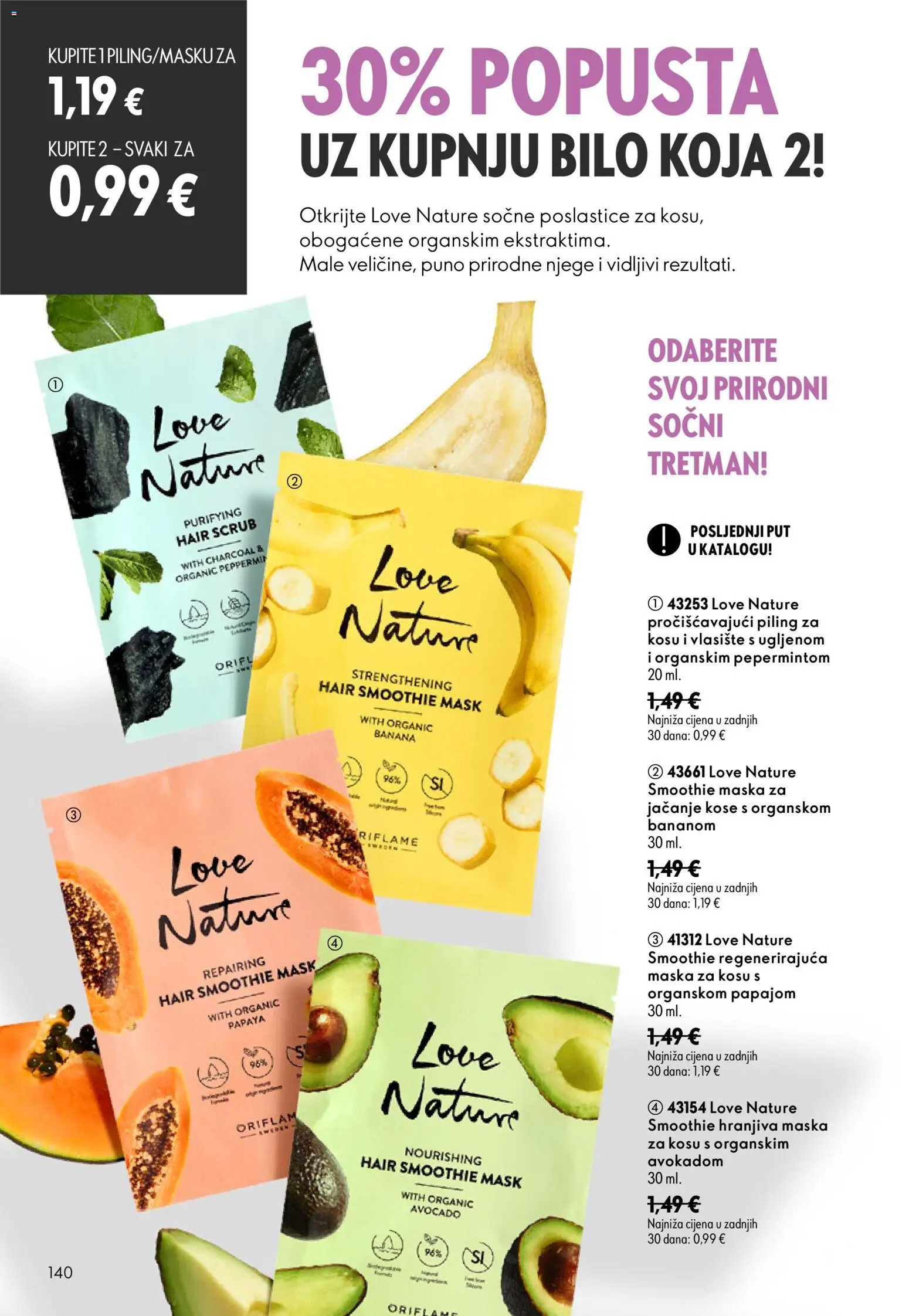 Oriflame katalog | vrijedi od 26.08.2026 | Stranica: 140 | Proizvodi: Maska za kosu, Maska, Piling, Smoothie