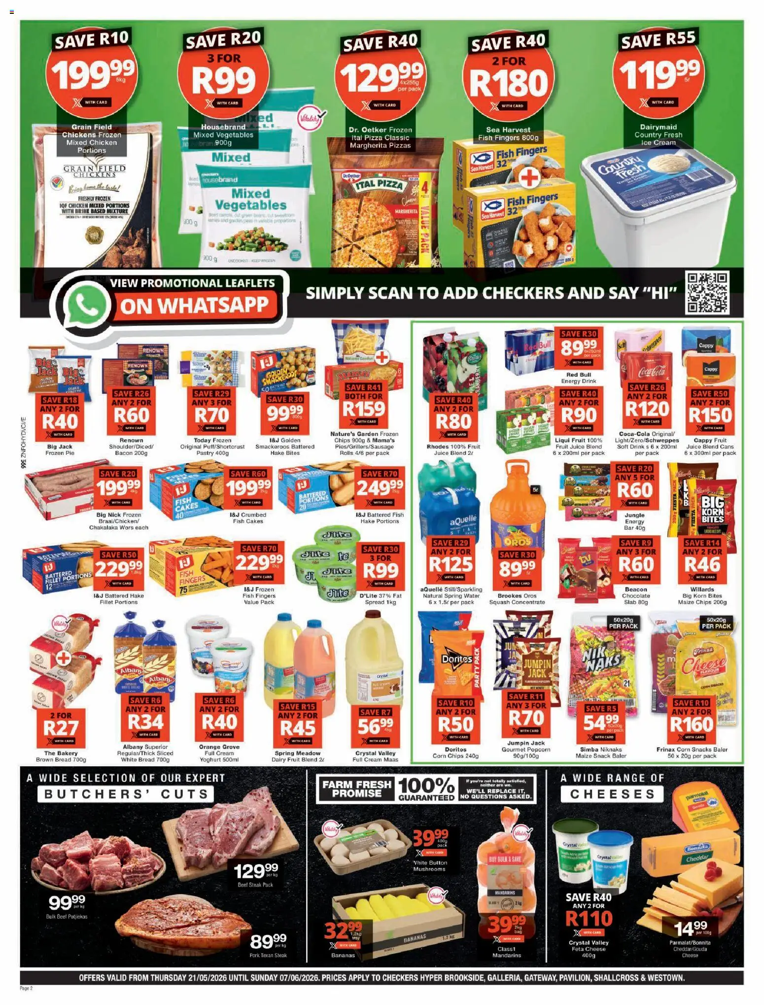 New Checkers catalogue – valid from 21.05.2026 | Page: 2 | Products: Corn, Bakery, Steak, Chicken