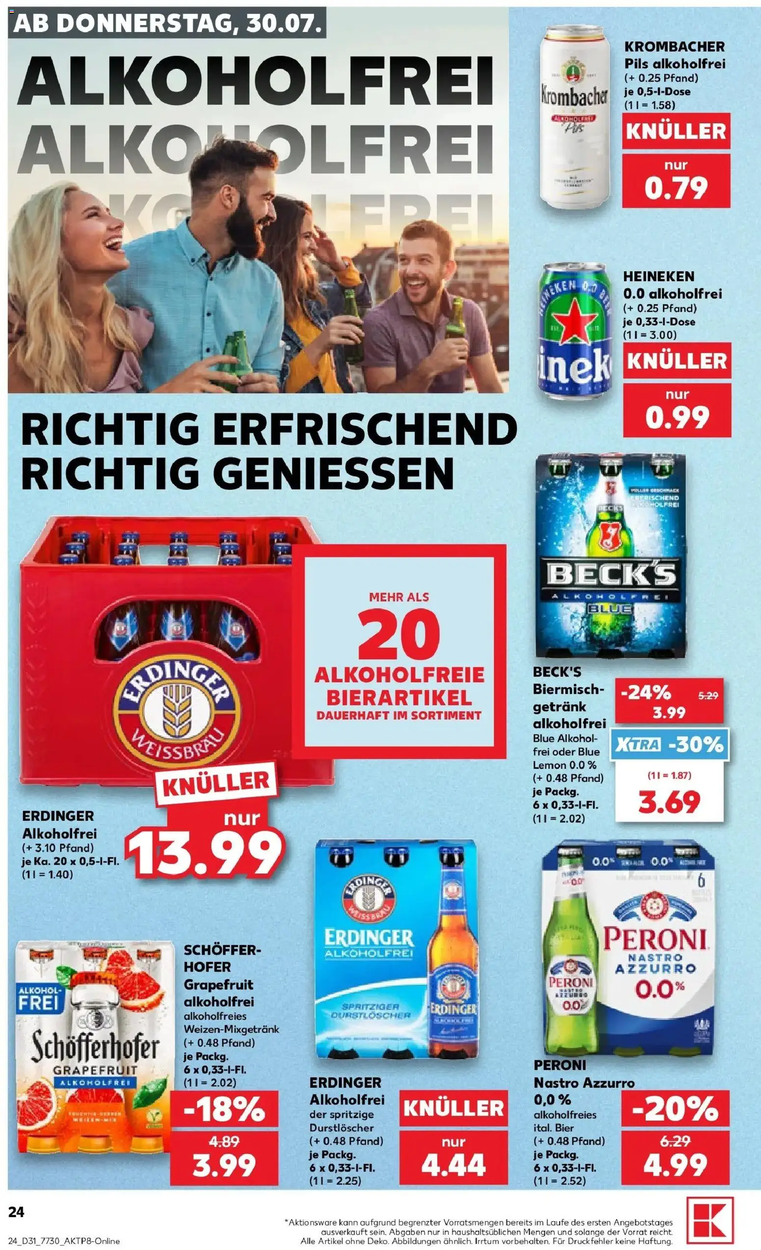 Kaufland Prospekt Kulmbach – gültig ab 30.07.2026 | Seite: 22 | Produkte: Durstloscher, Erdinger, Krombacher alkoholfrei, Grapefruit