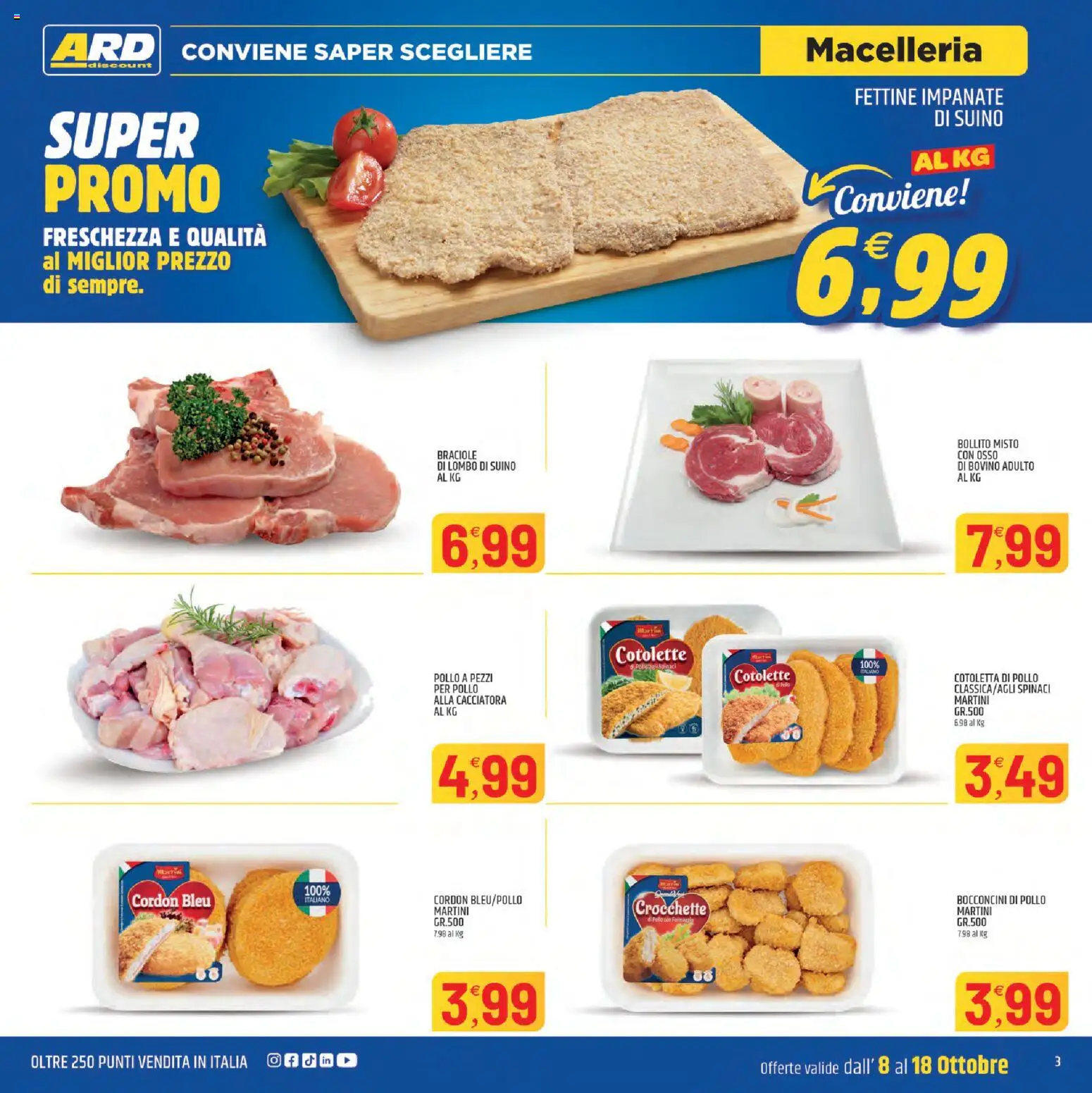 Volantino ARD Discount del 08/10/2026 | Pagina: 3 | Prodotti: Bovino, Pollo, Suino, Spinaci
