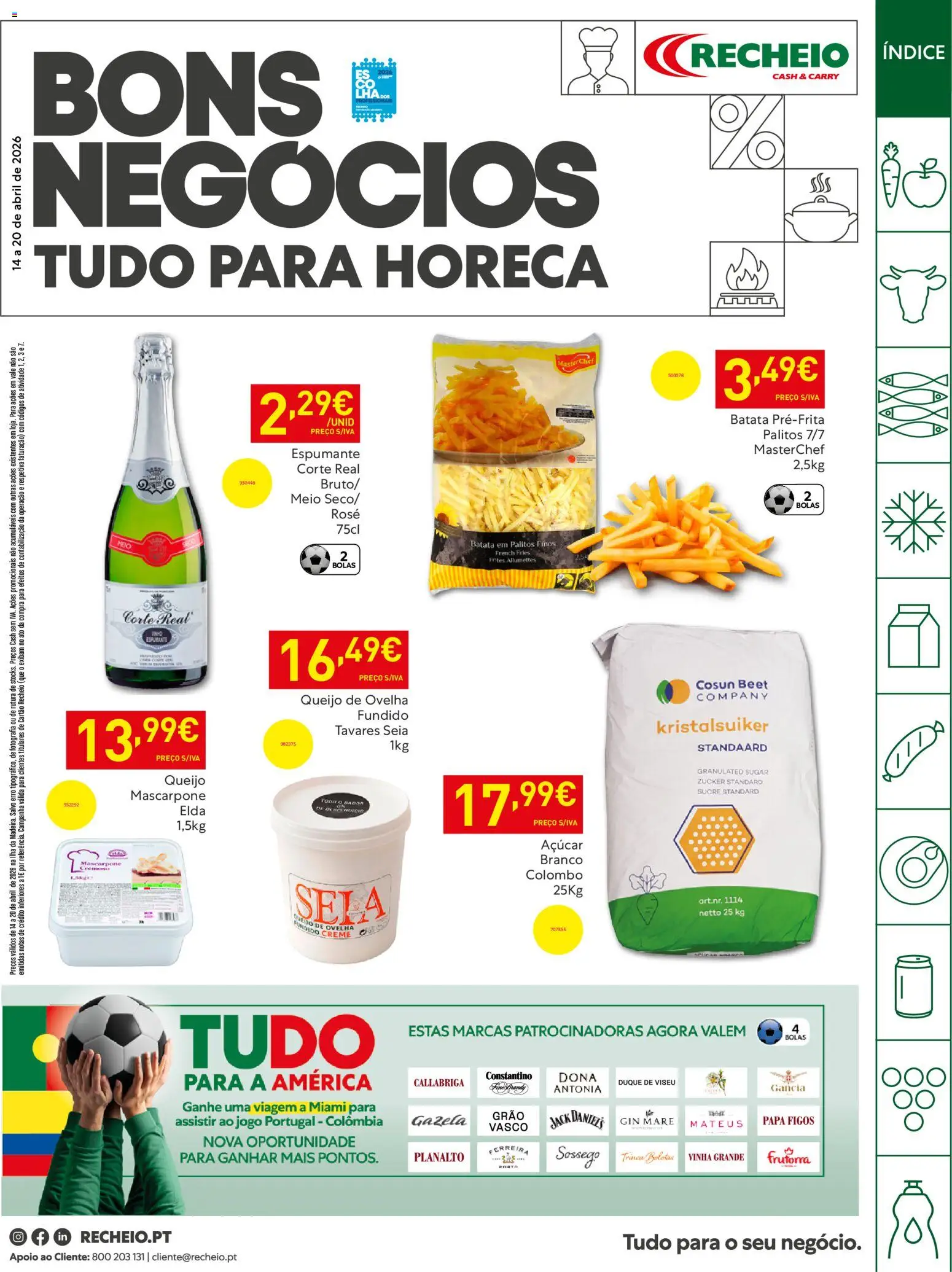 Recheio - Horeca Bons Negócios Madeira │ válido de 14.04.2026 | Página: 1 | Produtos: Batata, Queijo, Açúcar, Mascarpone