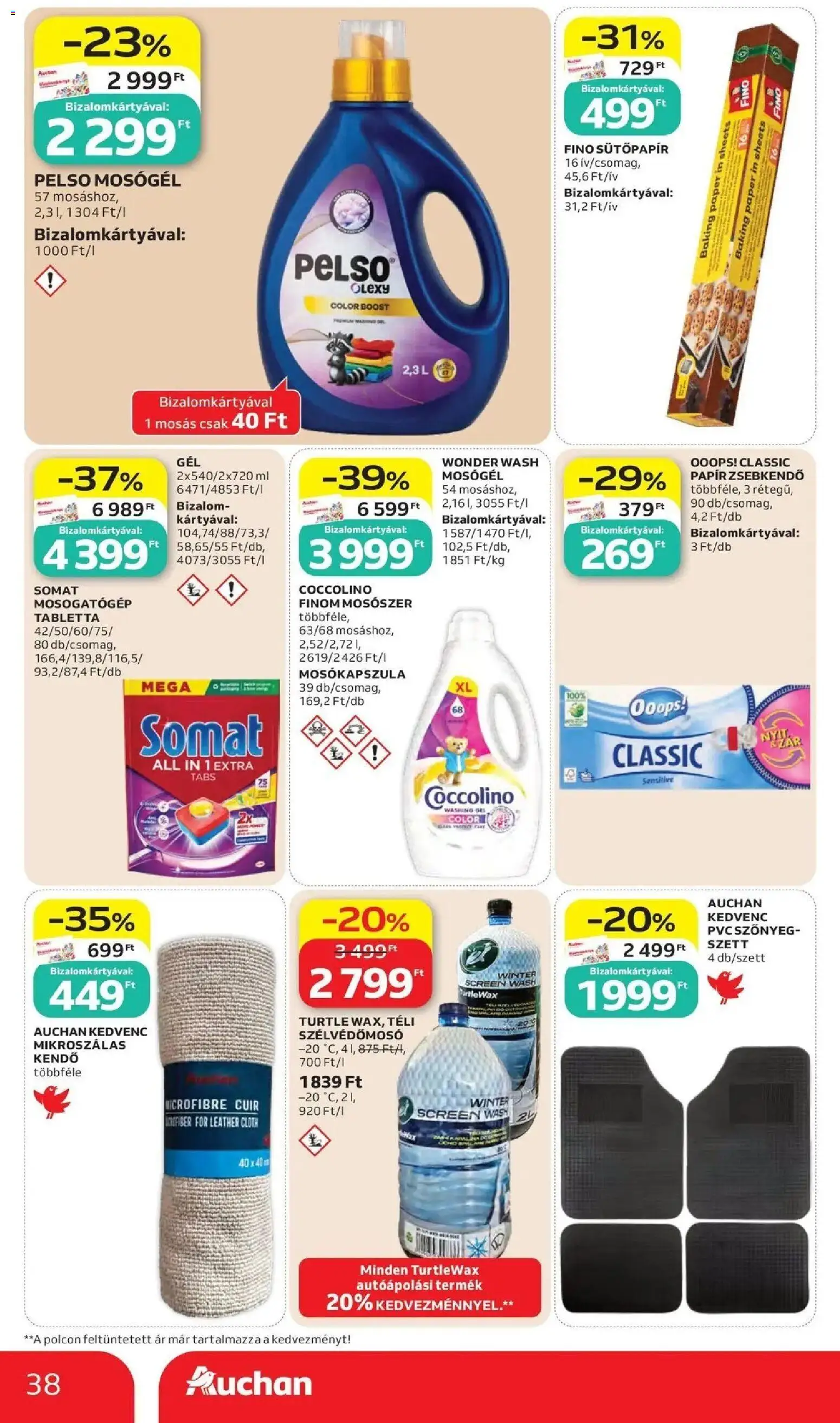 Auchan akciós újság Szolnok - 2026.10.15. -tól/töl > akció, lapozható szórólap 🛍️ | Oldal: 38 | Termékek: Coccolino, Mosogatógép, Tabletta, Mosókapszula