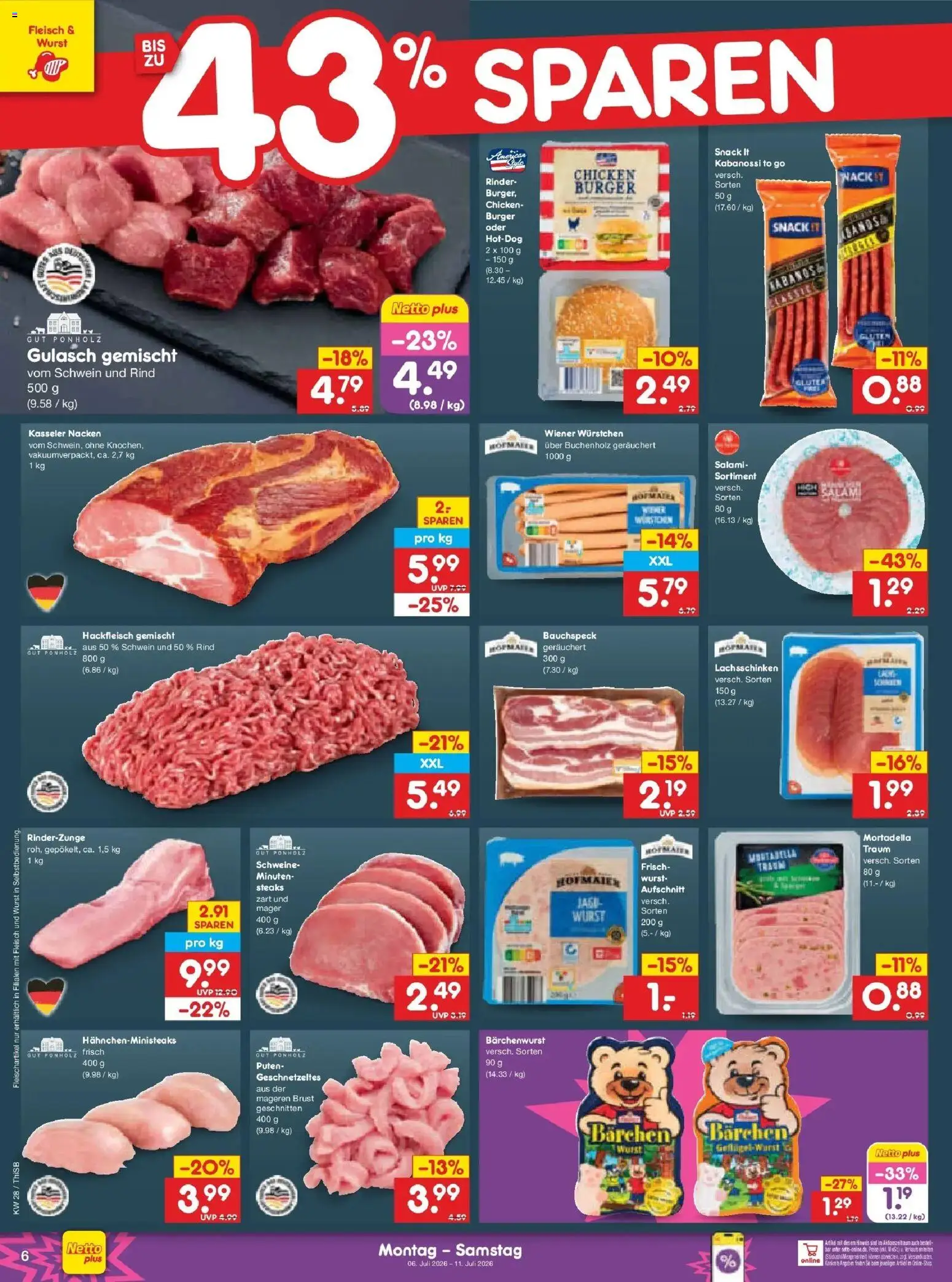 Netto Marken-Discount - Netto: Wochenangebote – gültig ab 05.07.2026 | Seite: 10 | Produkte: Gulasch, Wurst, Salami, Fleisch
