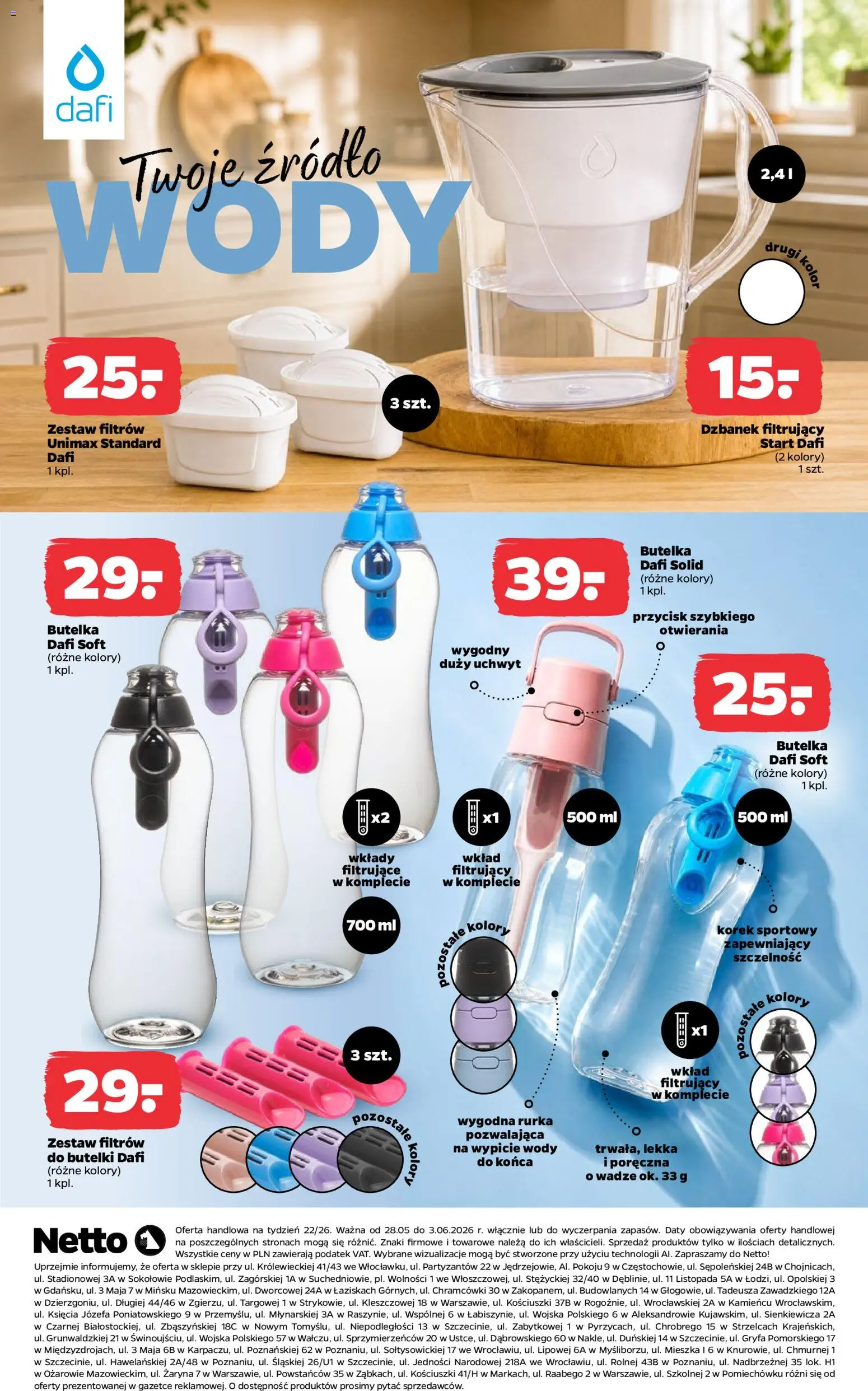 Netto gazetka od czwartku NonFood od 28.05.2026 | Strona: 8 | Produkty: Dzbanek, Dzbanek filtrujący, Butelki dafi, Butelka dafi