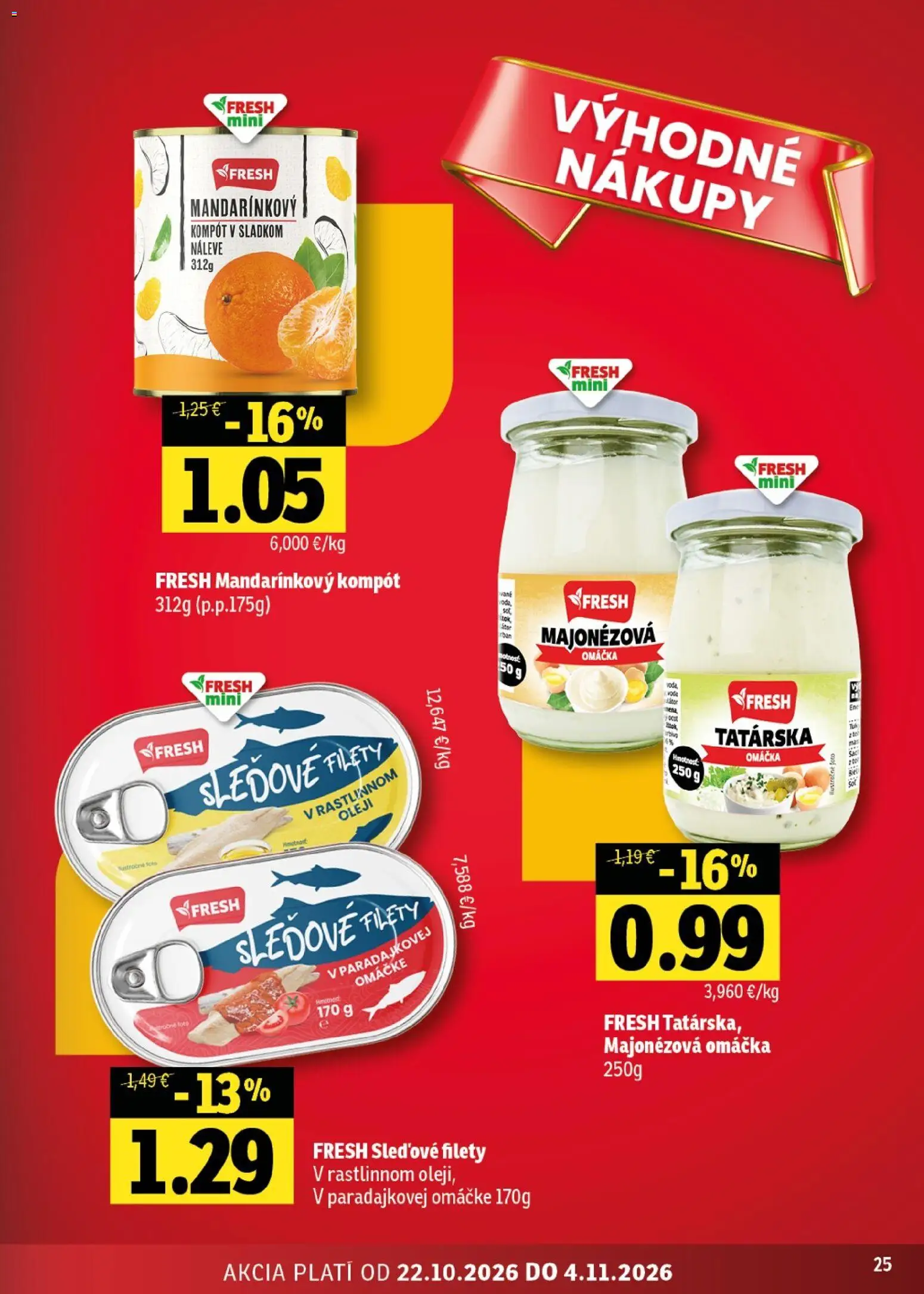 Nové Fresh akcie – leták je platný od 22.10.2026 | Strana: 25 | Produkty: Omáčka