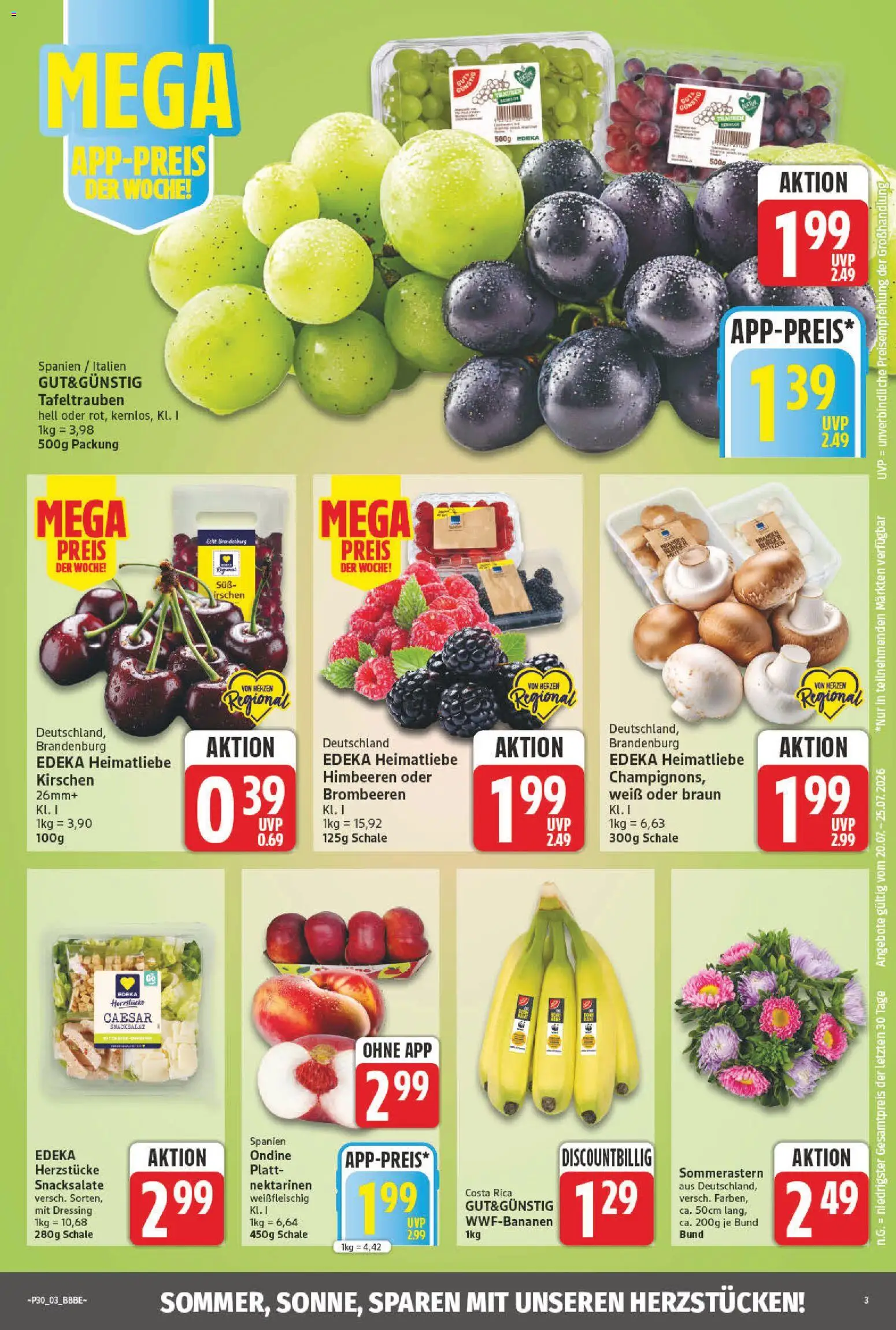 NP Discount Prospekt – gültig ab 20.07.2026 | Seite: 3 | Produkte: Himbeeren, Nektarinen, Dressing, Kirschen