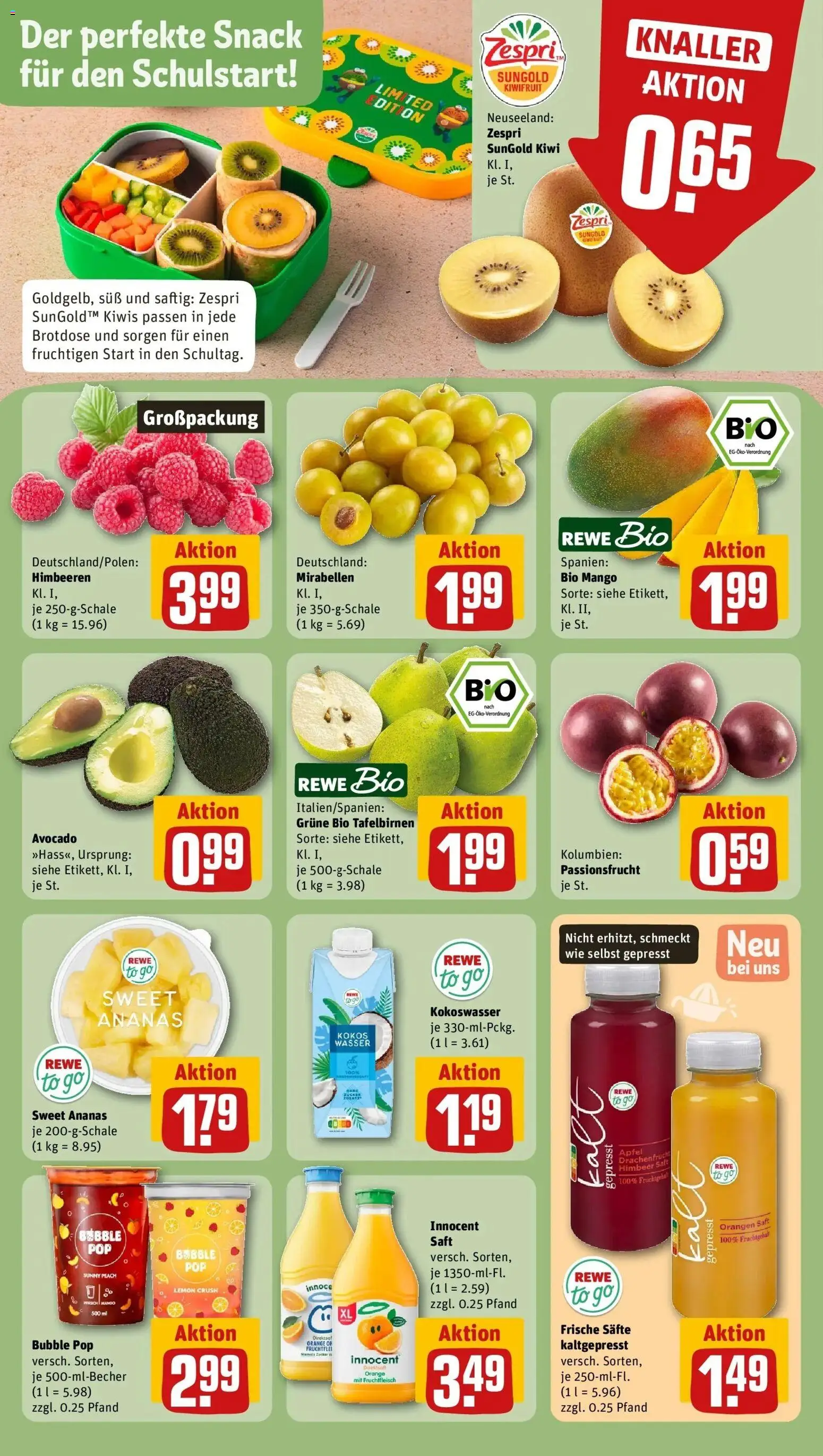 REWE Prospekt ab 24.08.2026 zum Blättern » Angebote | Seite: 6 | Produkte: Äpfel, Wasser, Mango, Saft