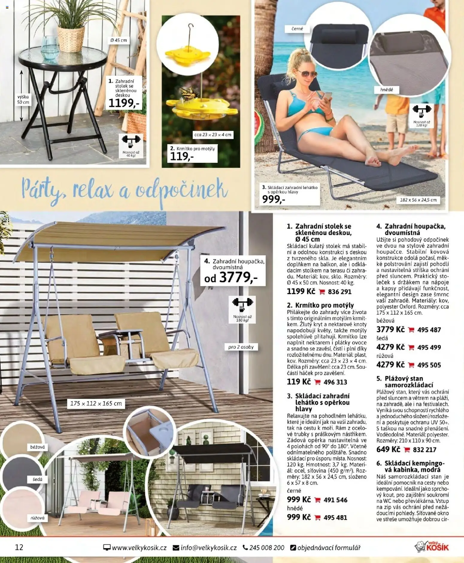 Velký Košík katalog květen 2026 od 01.05.2026 | Strana: 12 | Produkty: Lehátko, Krmítko, Wc, Stan