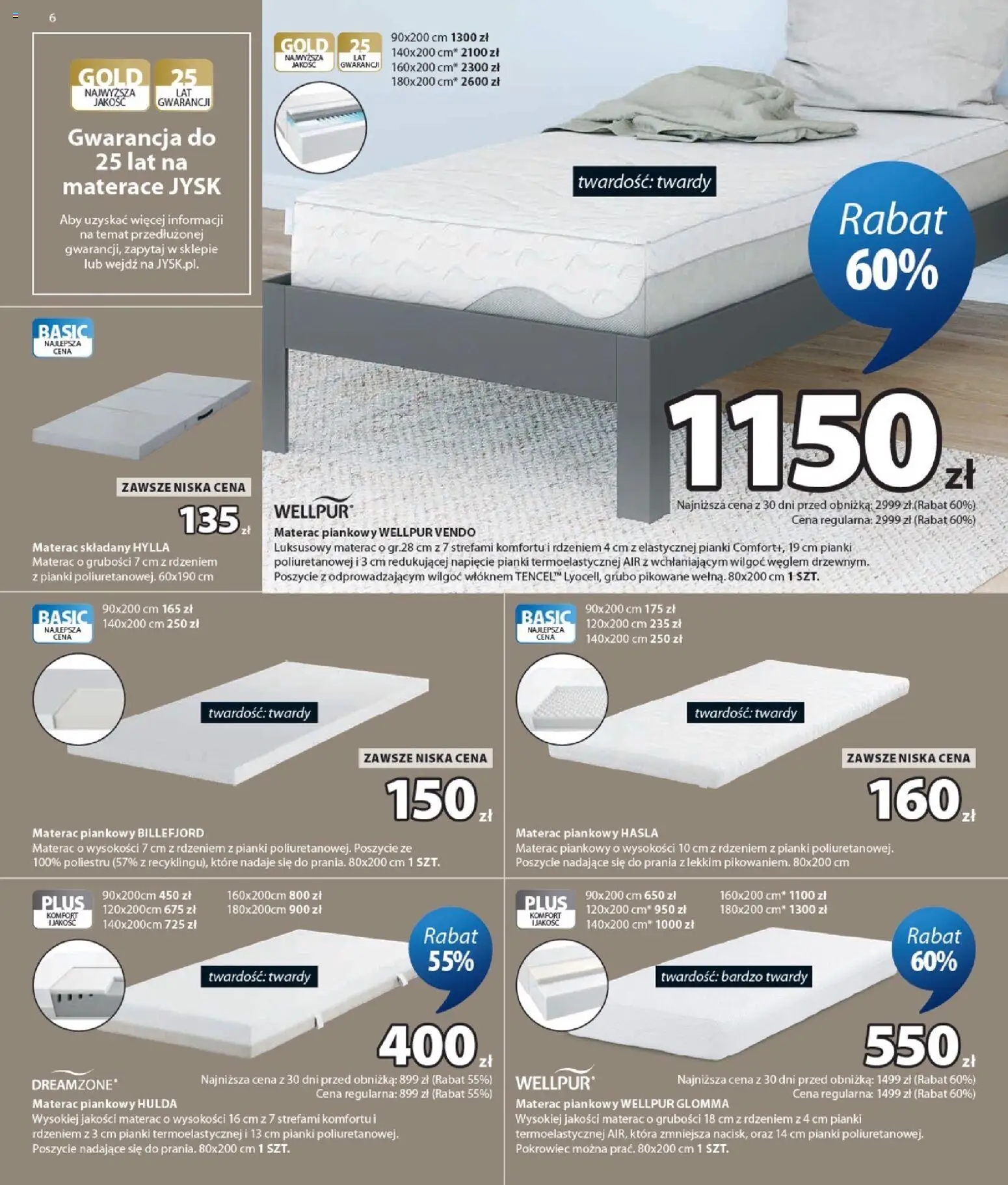 JYSK gazetka od 29.07.2026 | Strona: 6 | Produkty: Materac, Pianki, Materac składany