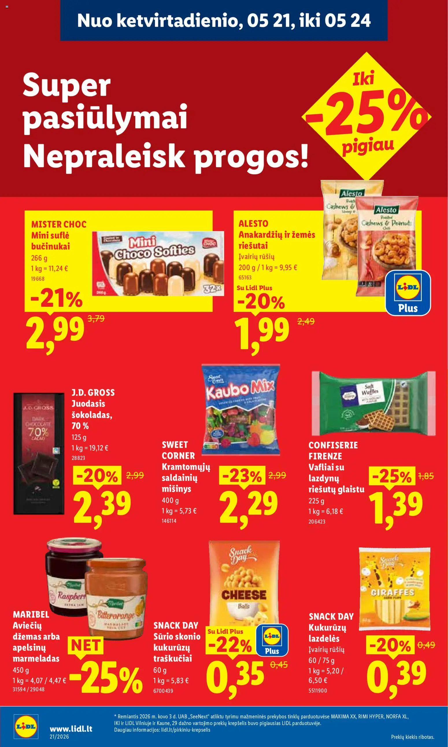 LIDL akcijos nuo 18.05.2026 | Puslapis: 36 | Prekių: Riešutai, Krepšelis, Vafliai, Traškučiai