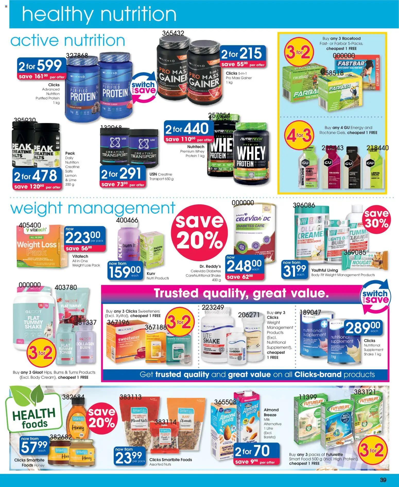 New Clicks catalogue – valid from 09.04.2026 | Page: 39 | Products: Detergente líquido, Milk, Butter, Lemon