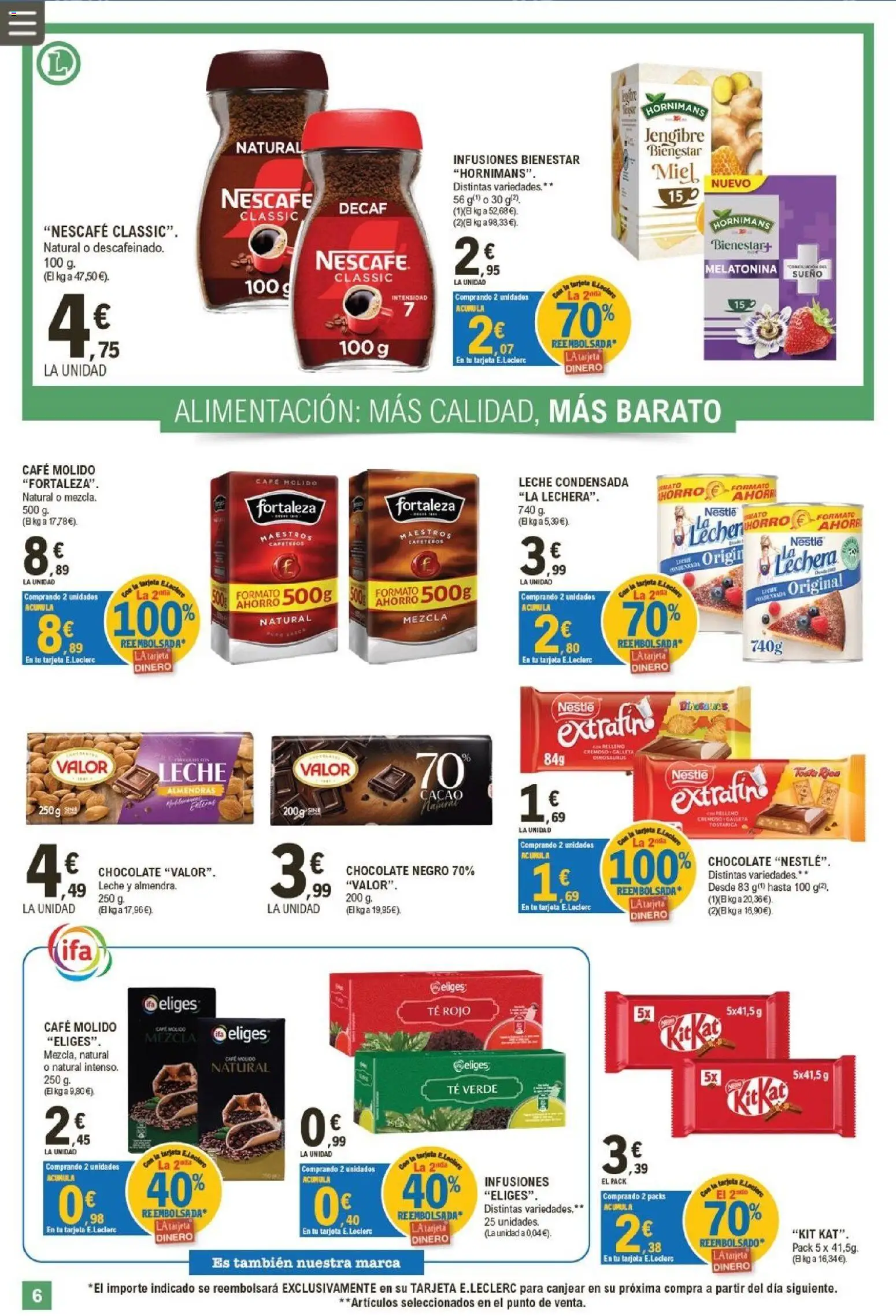 E.Leclerc Valdemoro │ válido desde el 09/09/2026 | Página: 6 | Productos: Café, Chocolate, Café molido, Almendras