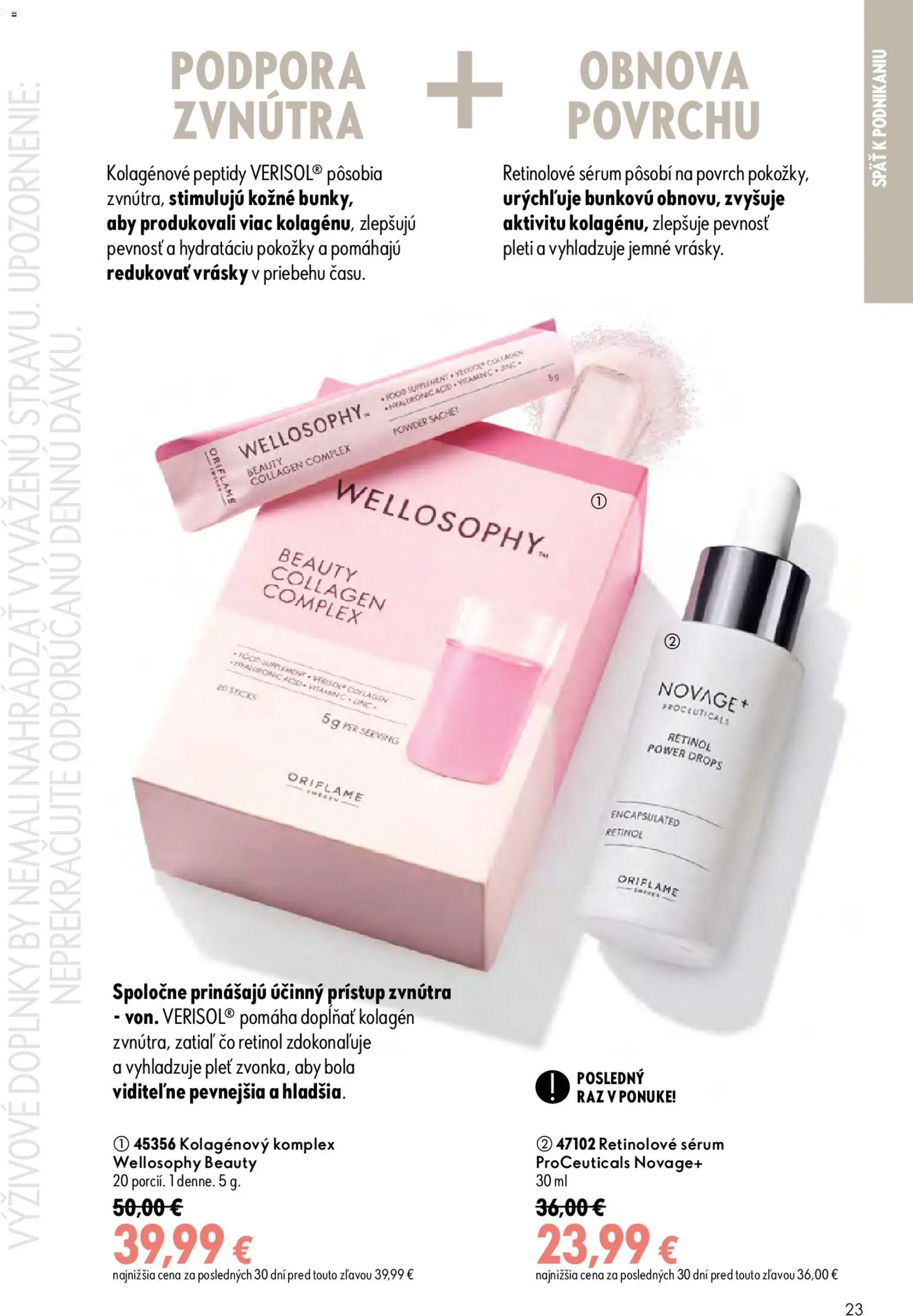 Nové Oriflame akcie – leták je platný od 19.08.2026 | Strana: 23 | Produkty: Kolagén