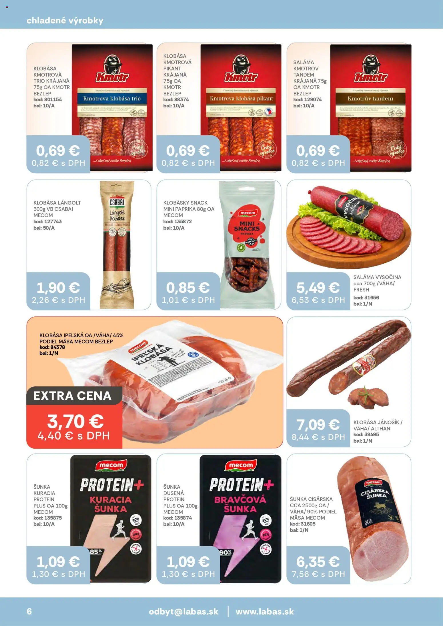 Nové Labaš akcie – leták je platný od 17.07.2026 | Strana: 6 | Produkty: Saláma, Šunka, Klobása, Protein