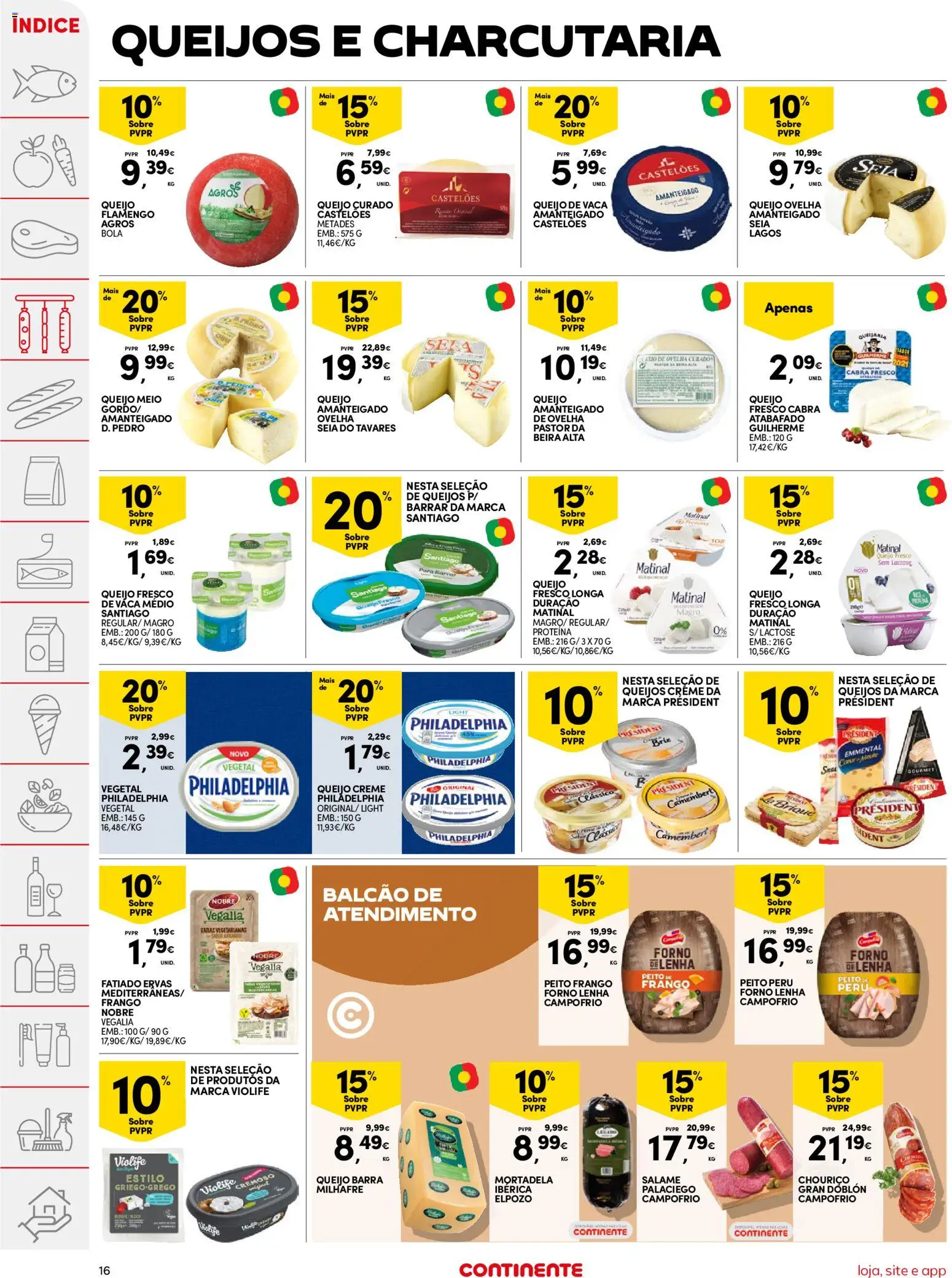 Continente folheto │ válido de 11/08/2026 | Página: 16 | Produtos: Peito de frango, Frango, Camembert, Salame