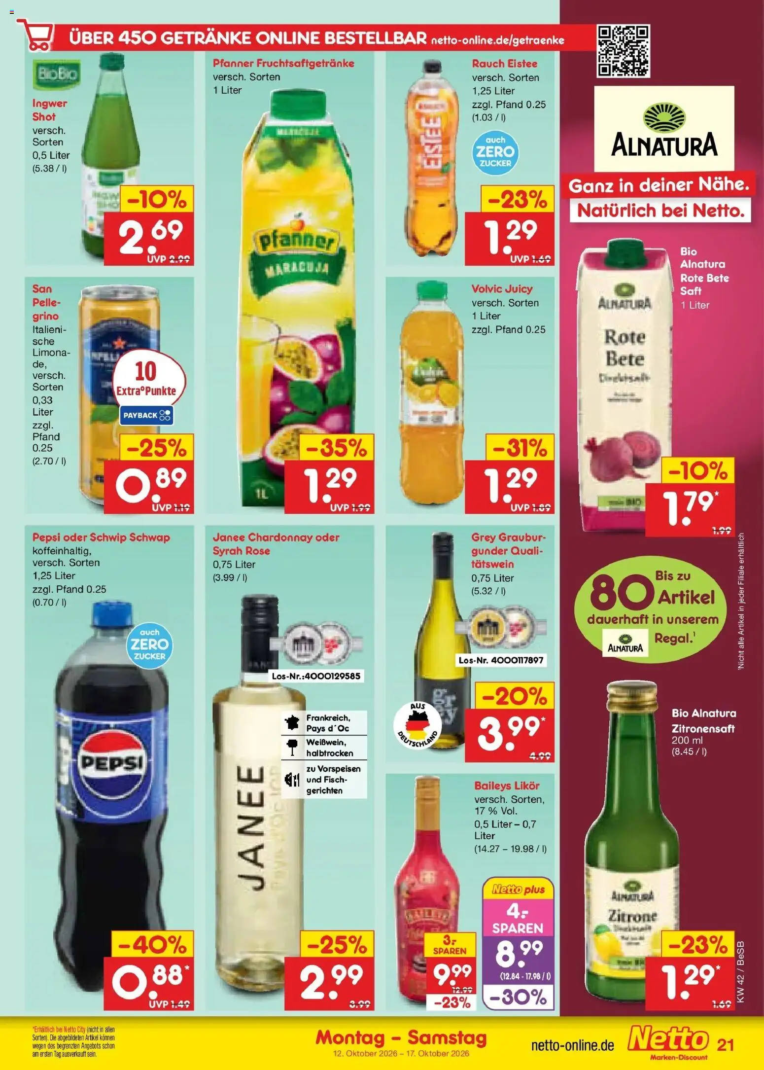 Netto Marken-Discount Prospekt Berlin-Prenzlauer Berg (ab 12.10.2026) » Angebote | Seite: 25 | Produkte: Likör, Fisch, Zitrone, Saft