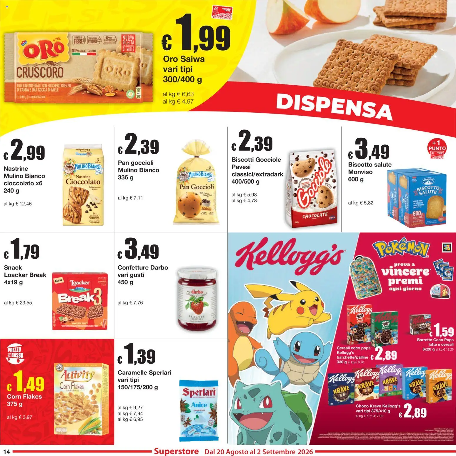 Volantino Sì con Te del 20/08/2026 | Pagina: 14 | Prodotti: Caramelle, Biscotti, Basso, Frollini