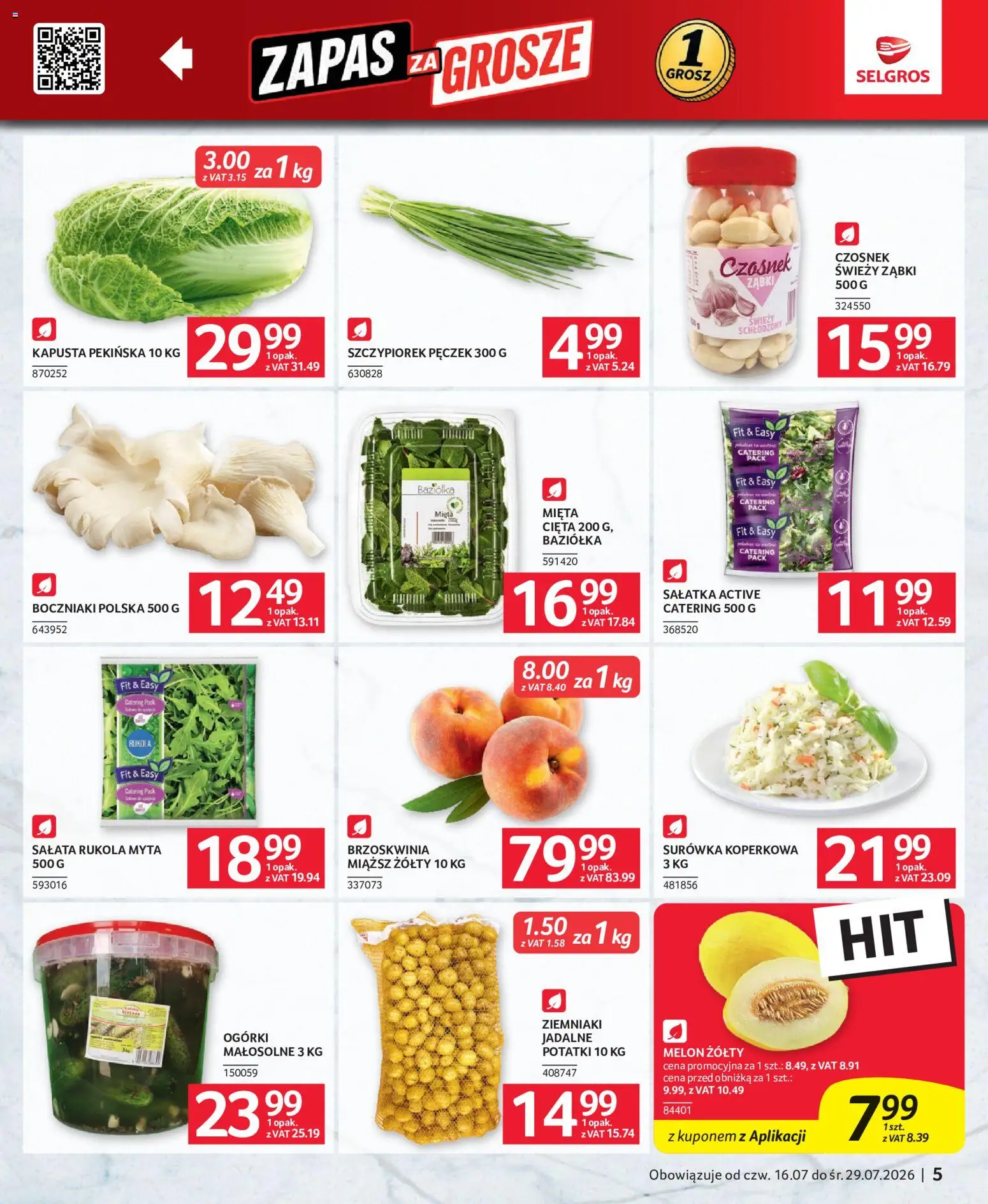 Selgros cash&carry gazetka - Oferta dla gastronomii od 16.07.2026 | Strona: 5 | Produkty: Kapusta, Mięta, Ogórki, Ziemniaki