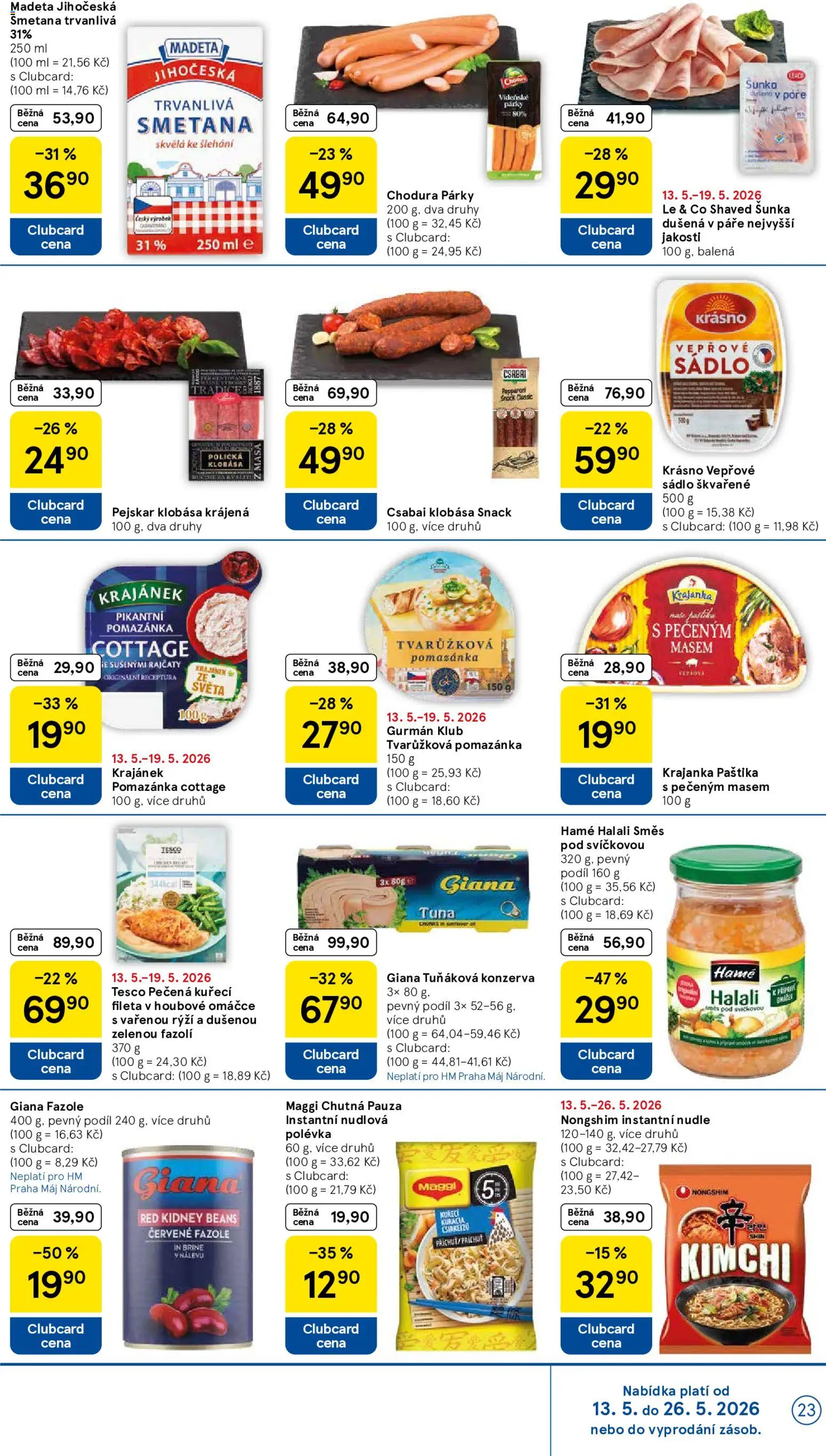 Tesco leták - Hypermarket od 13.05.2026 | Strana: 23 | Produkty: Smetana, Párky, Cottage cheese, Cottage