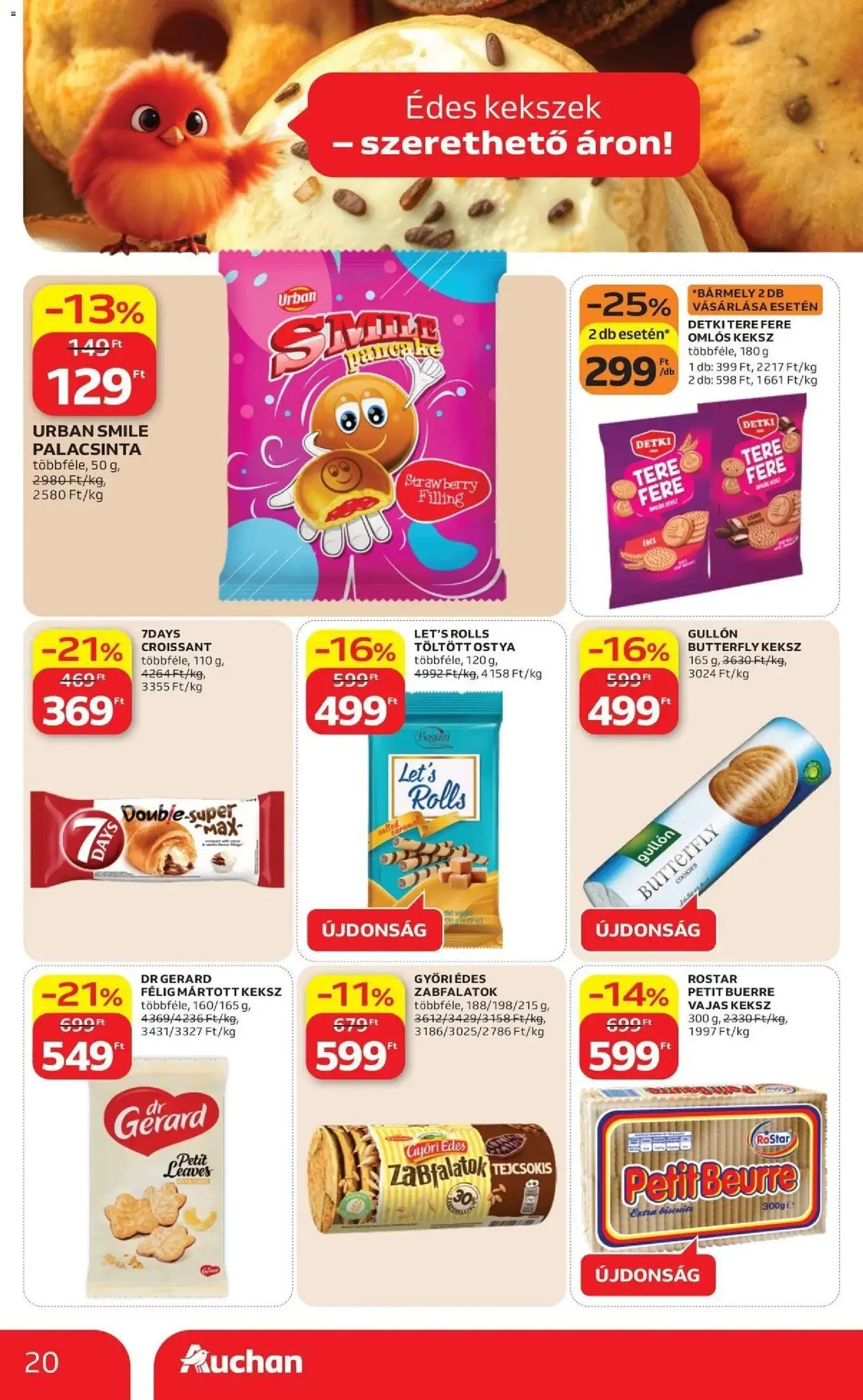 Auchan akciós ujság - amely érvényes a következő dátumtól: 09.04.2026 | Oldal: 20 | Termékek: Croissant, Kekszek, Keksz