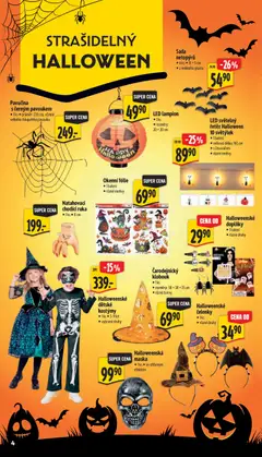 Náhled letáku LED světelný řetěz Halloween, 10 světýlek • 1 balení • celková délka: 165 cm • s časovačem • různé motivy od 14.10.2026 | Strana: 10 | Produkty: Dětské kostýmy, Fólie, Světelný řetěz, Maska