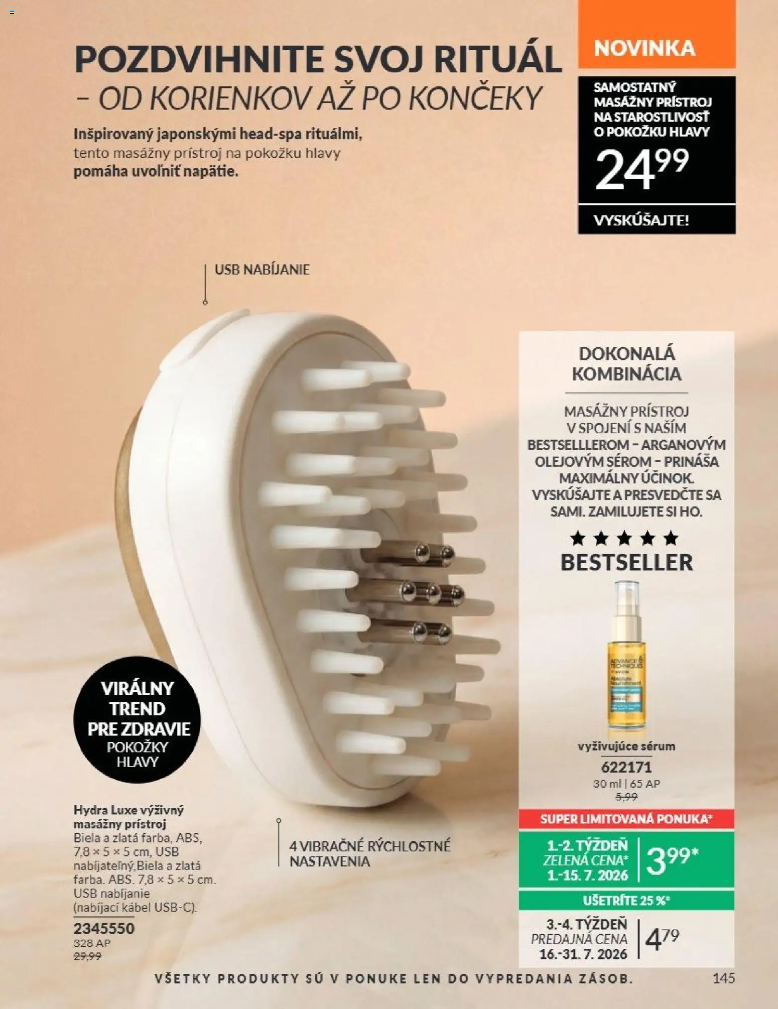 Nové Avon akcie – leták je platný od 01.07.2026 | Strana: 144 | Produkty: Masážny prístroj, Kábel, USB