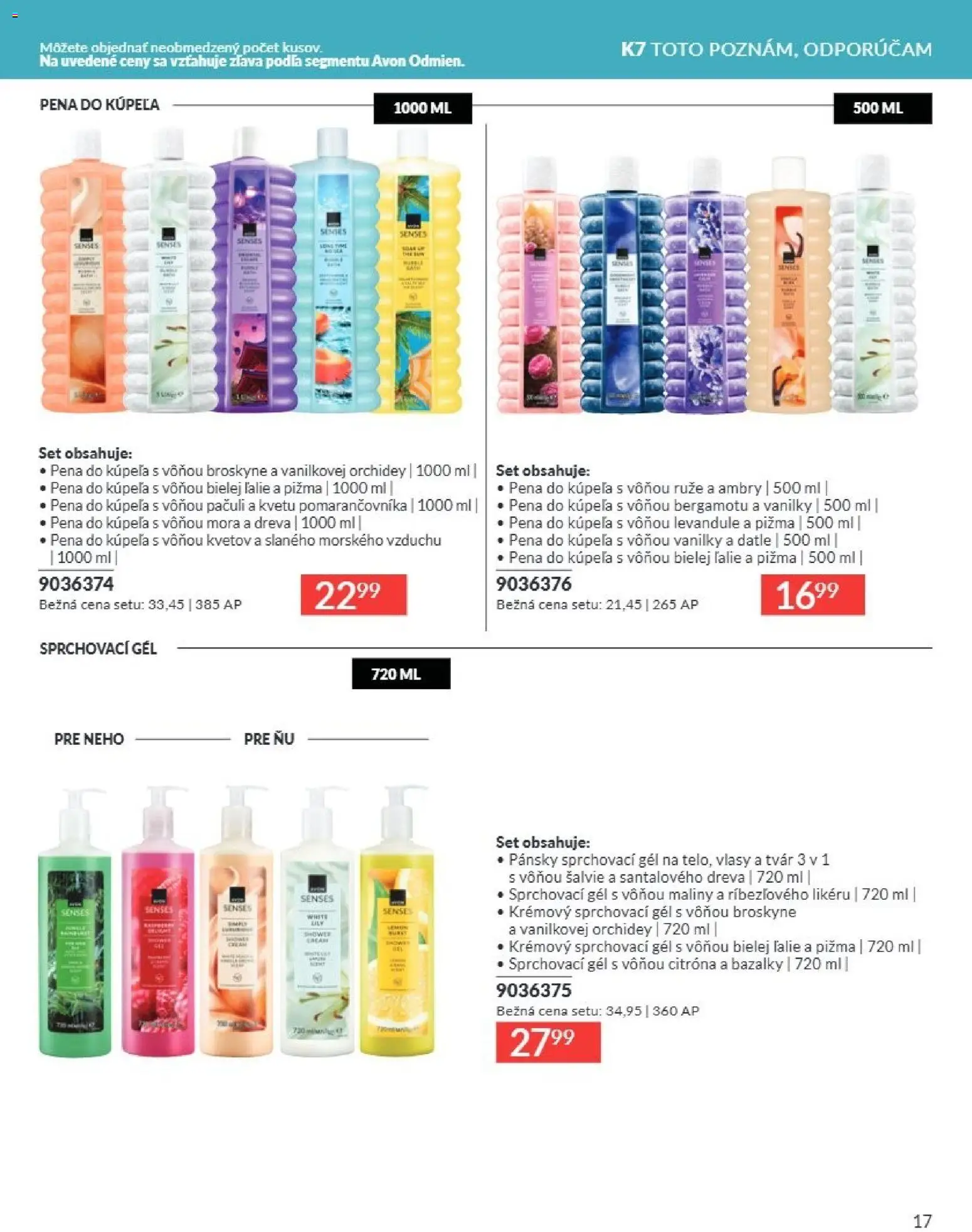 Nové Avon akcie – leták je platný od 01.07.2026 | Strana: 17 | Produkty: Pena do kúpeľa, Ruže, Broskyne, Maliny