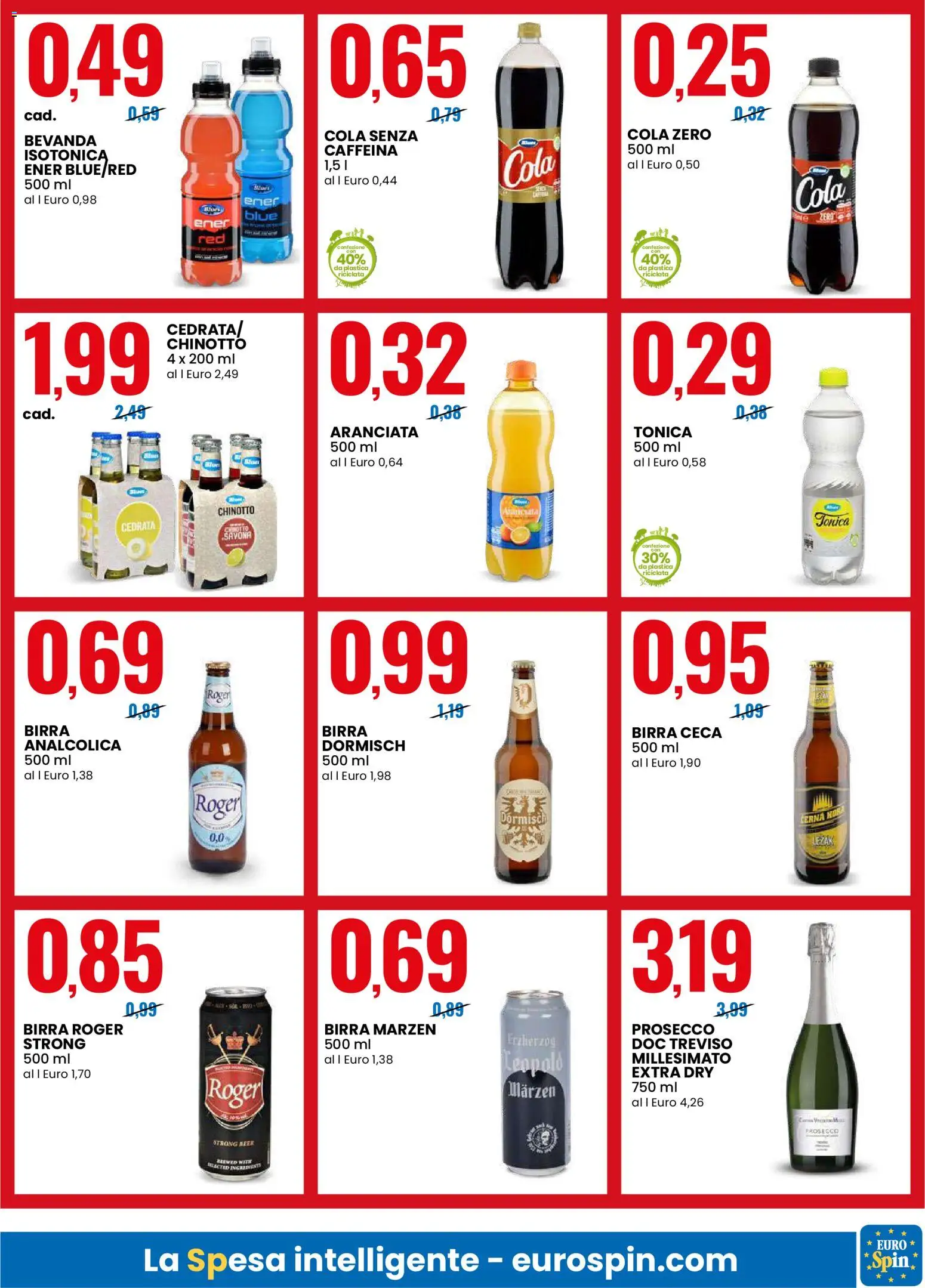 Volantino Eurospin del 01/07/2026 | Pagina: 11 | Prodotti: Birra, Chinotto, Prosecco, Cedrata