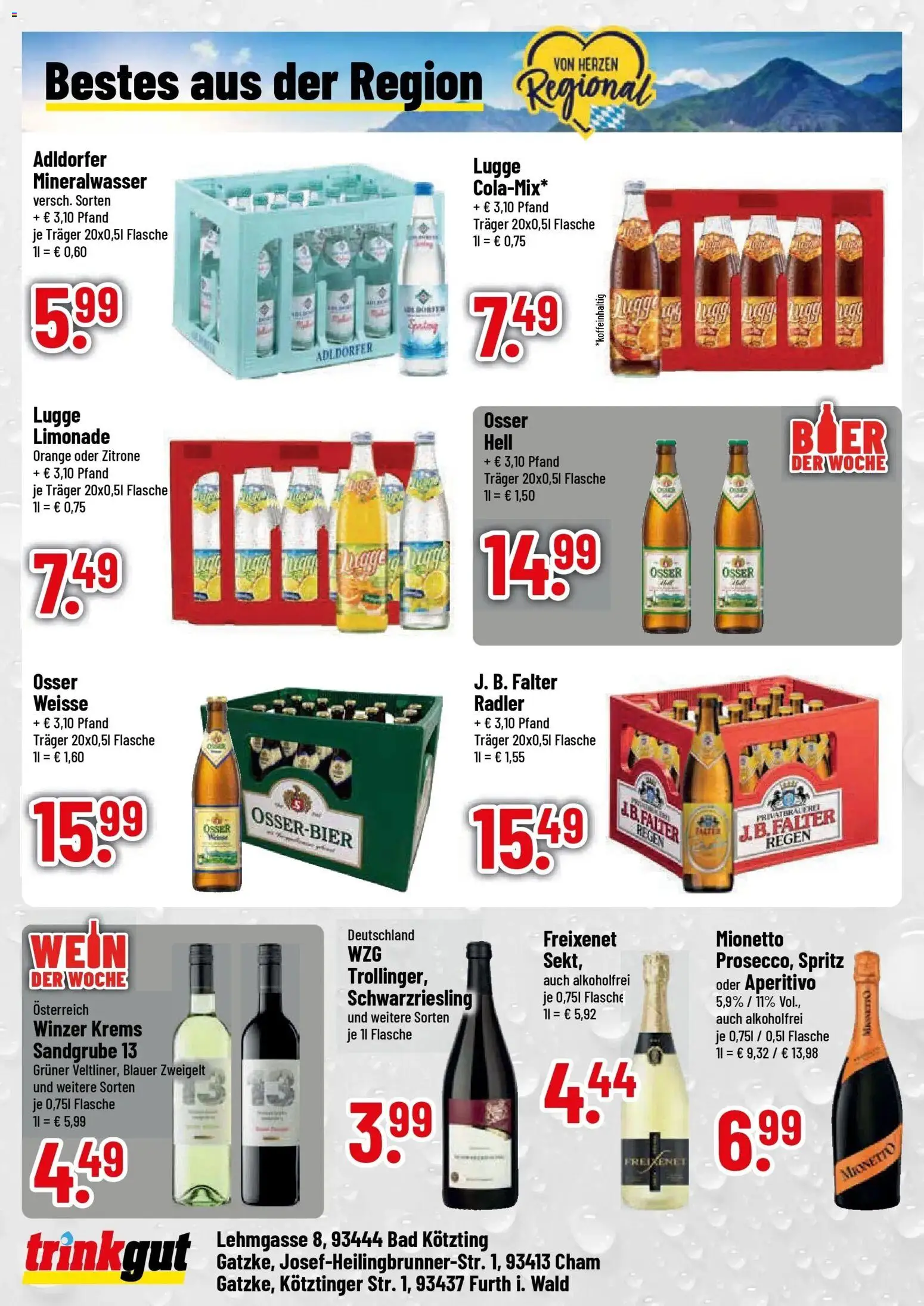 Trinkgut Prospekt Cham (ab 24.08.2026) » Angebote online | Seite: 4 | Produkte: Mineralwasser, Radler, Zitrone, Wein
