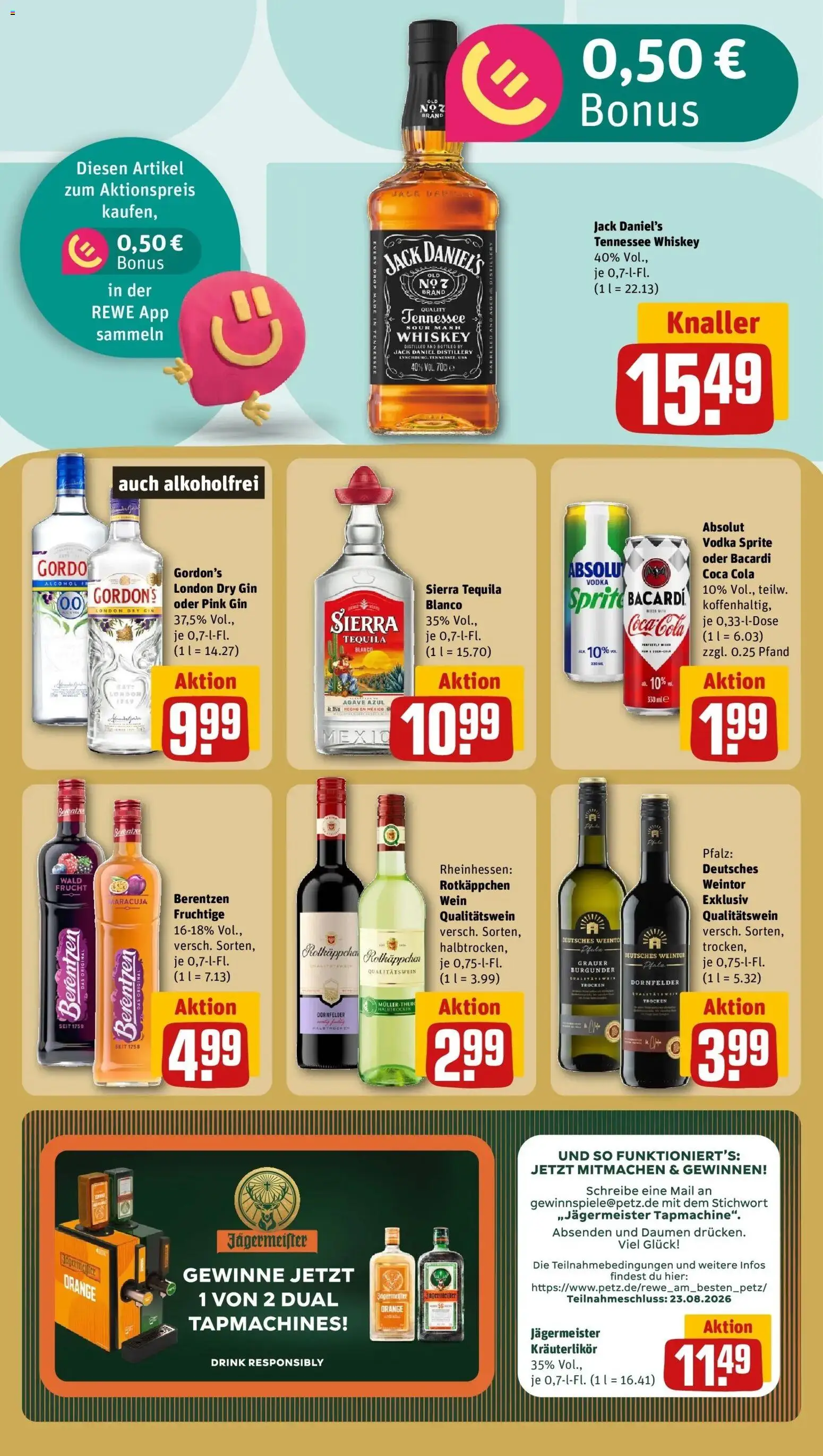 REWE Prospekt ab 17.08.2026 zum Blättern » Angebote | Seite: 22 | Produkte: Sprite, Rotkäppchen, Vodka, Whiskey