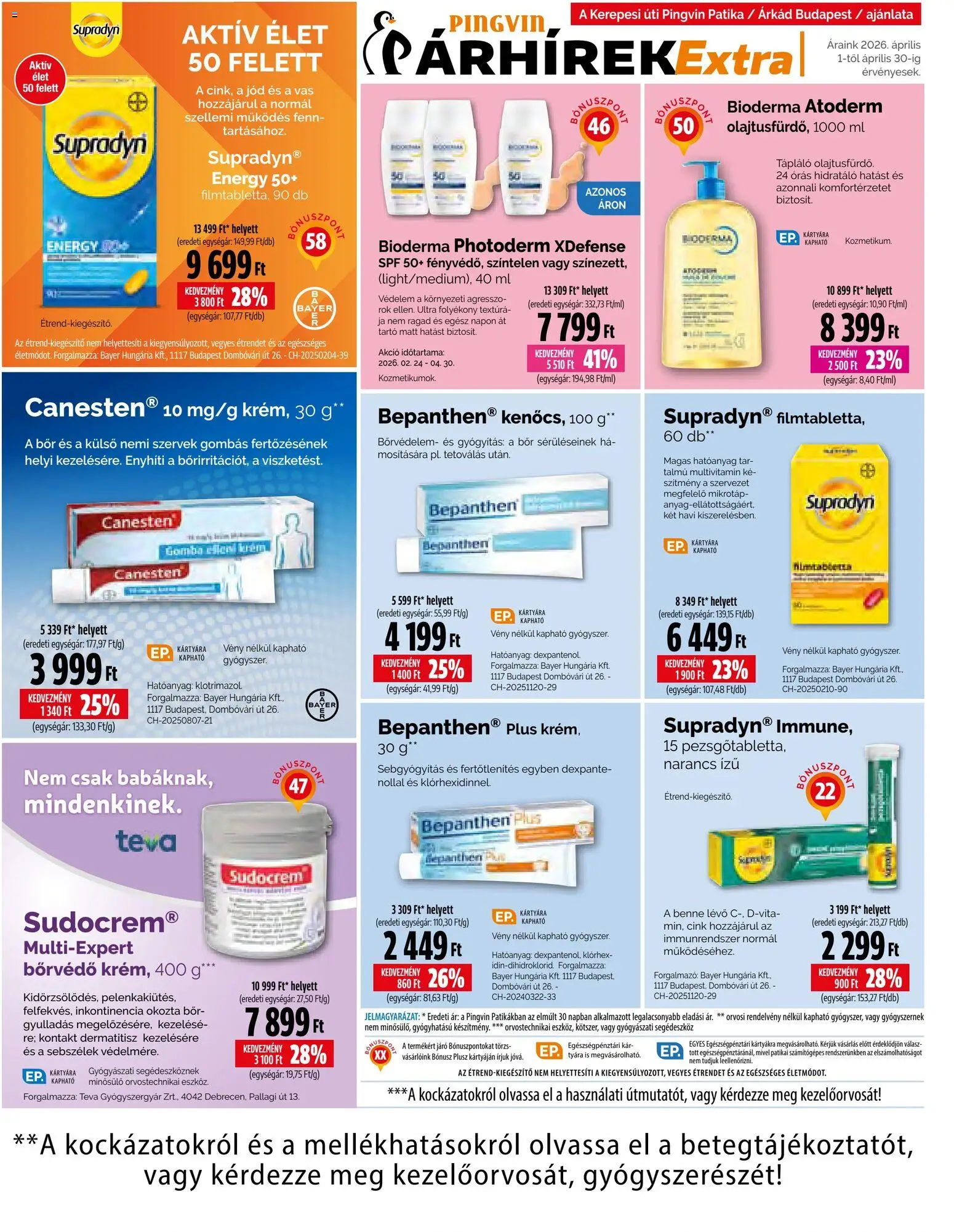 Pingvin Patika akciós ujság - amely érvényes a következő dátumtól: 01.04.2026 | Oldal: 12 | Termékek: Gomba, Bor, Narancs, Multivitamin
