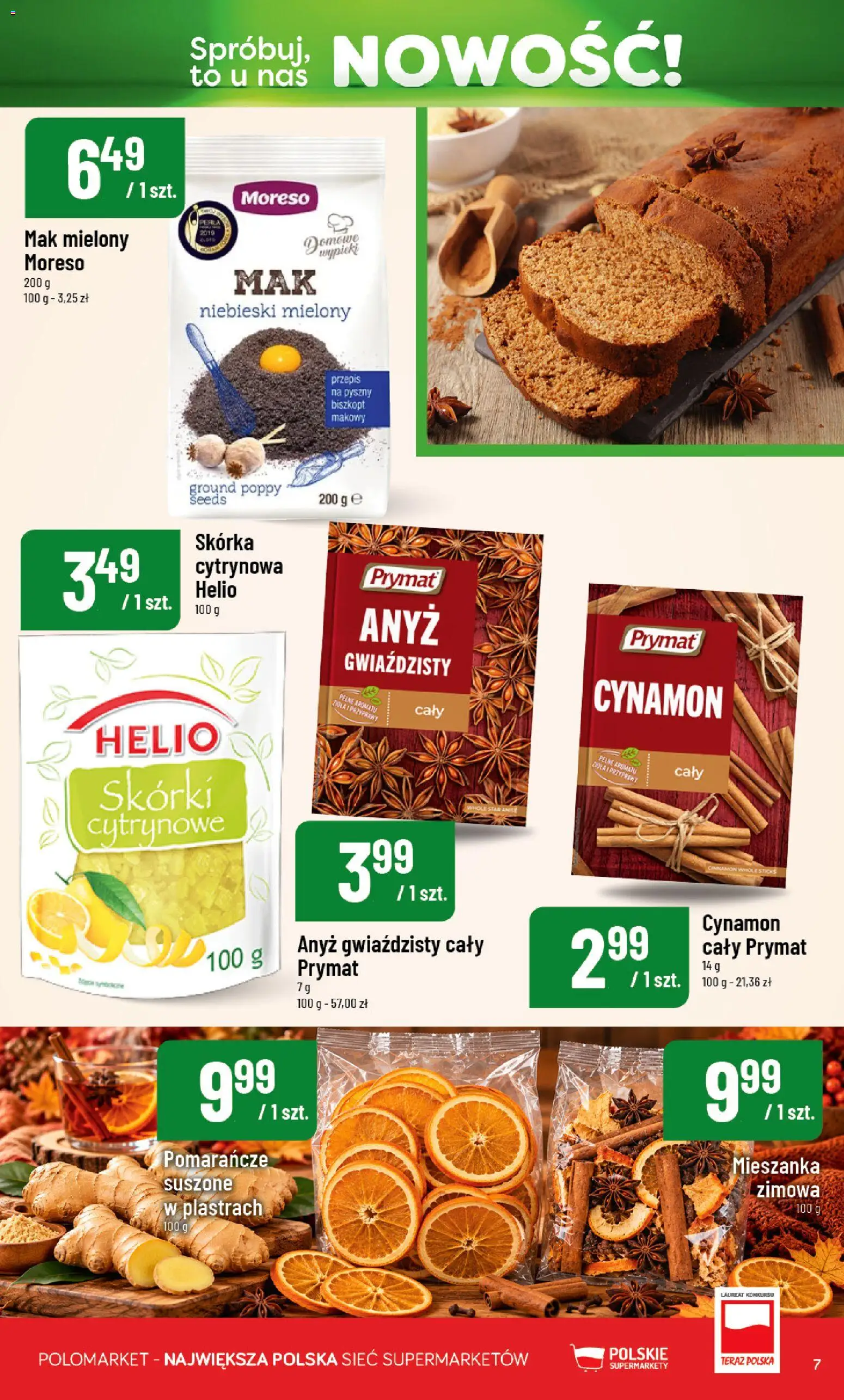 Nowa POLOmarket gazetka od jutra 08.10.2026 | Strona: 7 | Produkty: Mak, Cynamon, Mak mielony, Anyż