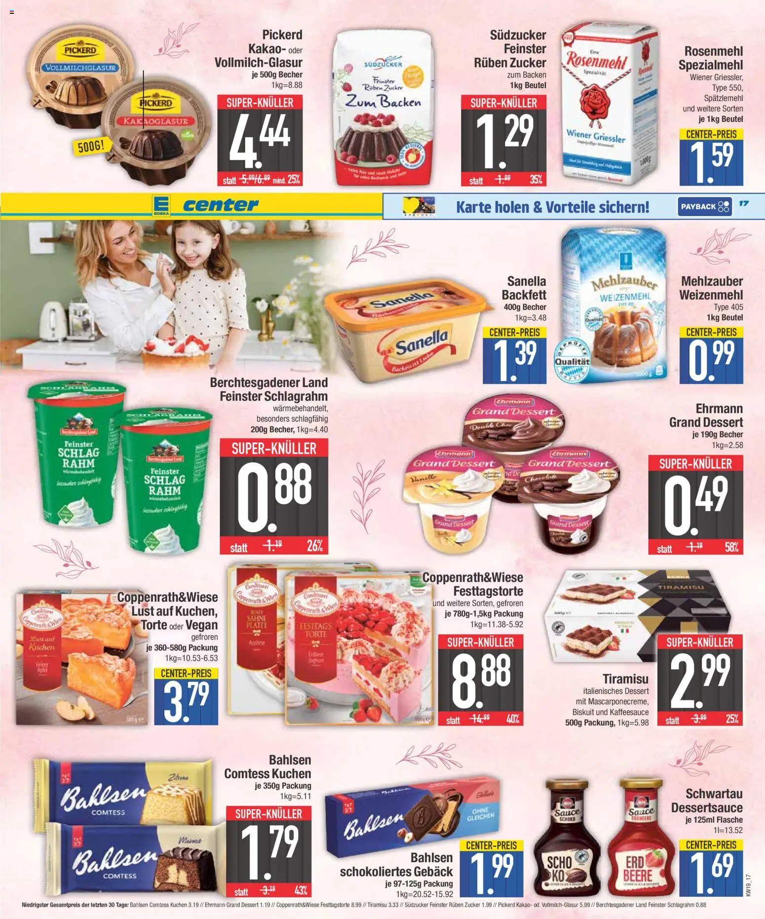 E center Prospekt 	 – gültig ab 04.05.2026 | Seite: 17 | Produkte: Ehrmann grand dessert, Zucker, Sanella, Kuchen