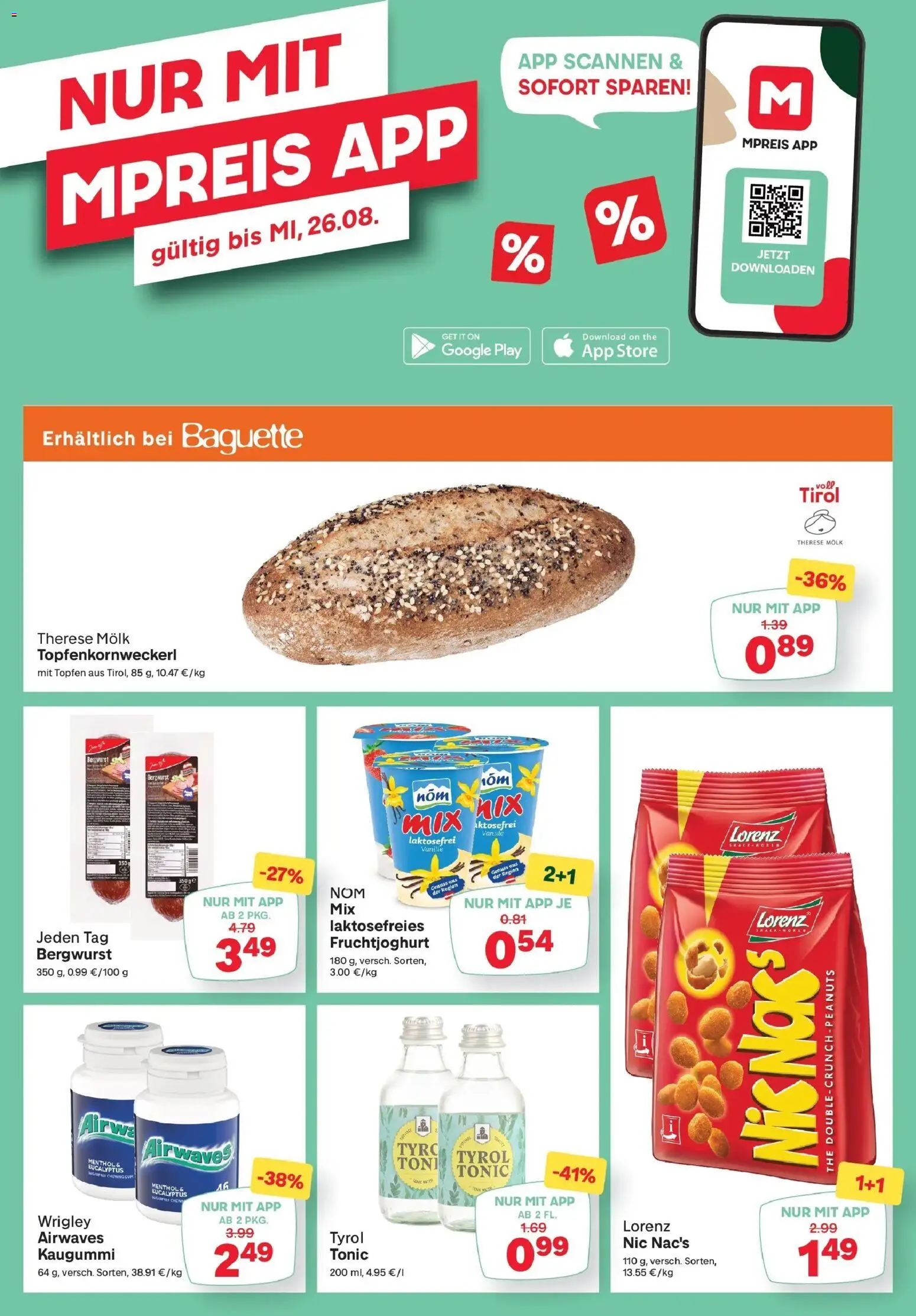 MPREIS Steyr von 20.08.2026 - Aktuelle Angebote | Seite: 13 | Produkte: Kaugummi, Vanille, Baguette