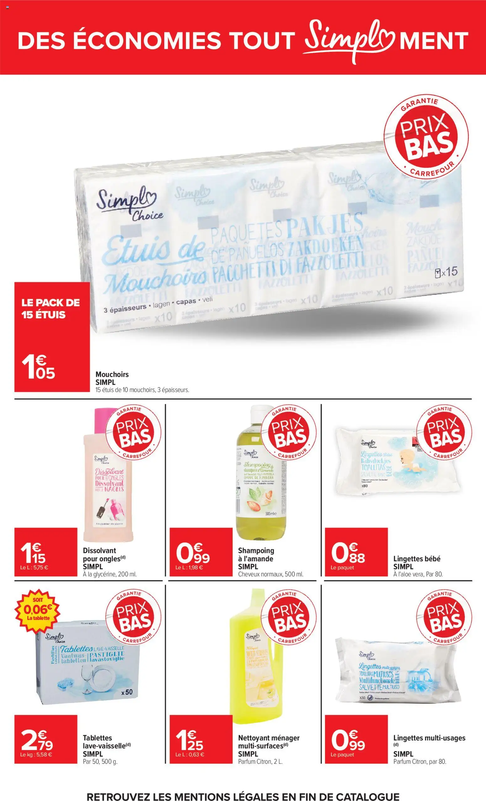 {H1} | Page: 10 | Produits: Tablette, Dissolvant, Shampoing, Mouchoirs