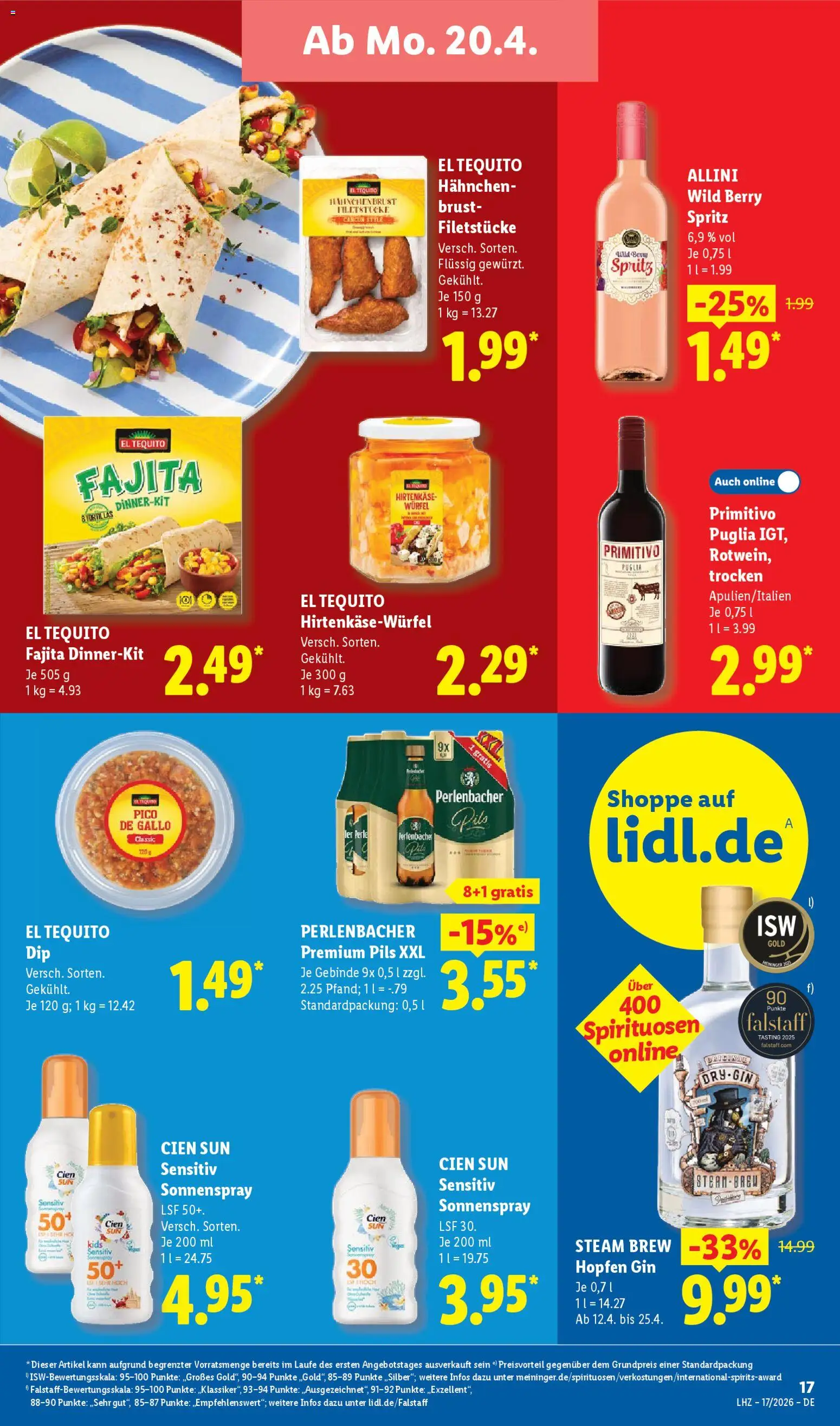 Lidl Německo leták od 20.04.2026 | Strana: 29 | Produkty: Primitivo Puglia, Cien, Gin, Primitivo