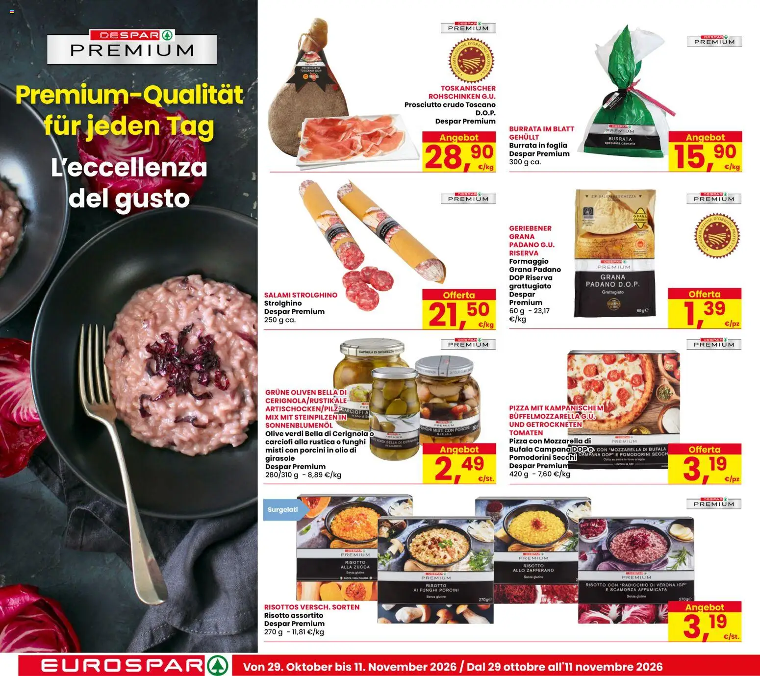 Volantino Eurospar del 29/10/2026 | Pagina: 10 | Prodotti: Mozzarella, Olio, Carciofi, Mozzarella di bufala