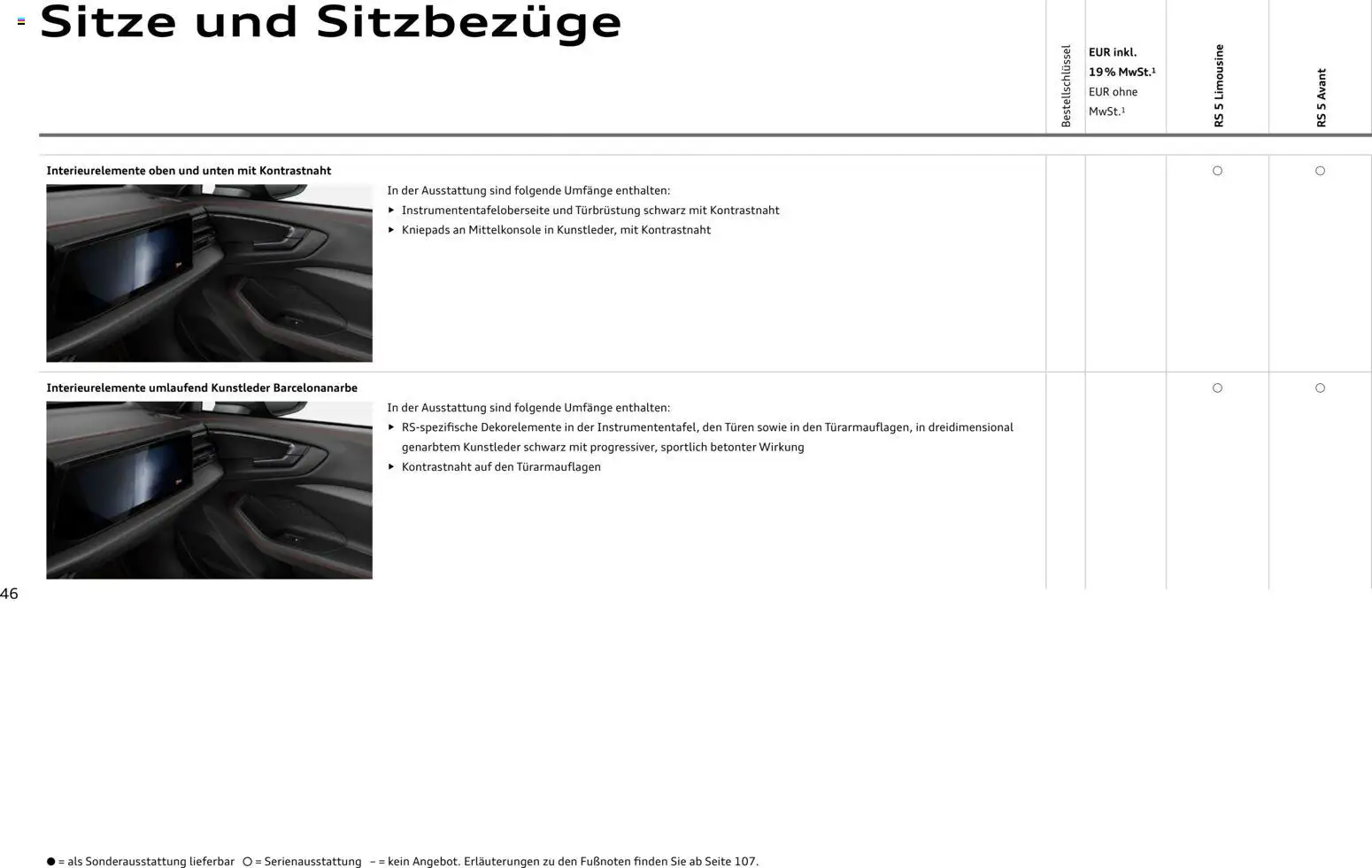 Audi RS 5 Limousine / RS 5 Avant – gültig ab 01.04.2026 | Seite: 46
