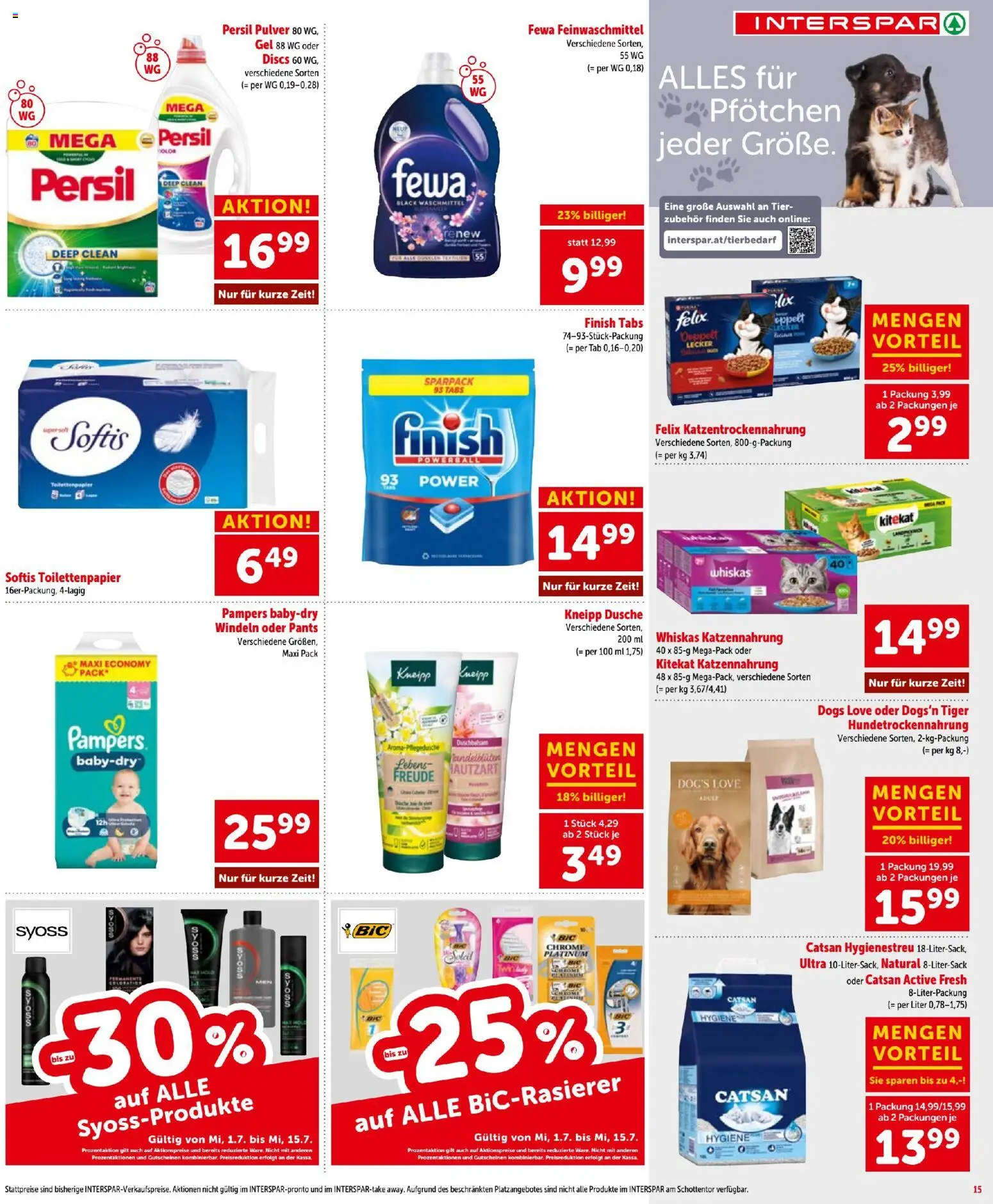 Interspar - Flugblatt gültig ab 01.07.2026 | Seite: 15 | Produkte: Dusche, Pampers, Waschmittel
