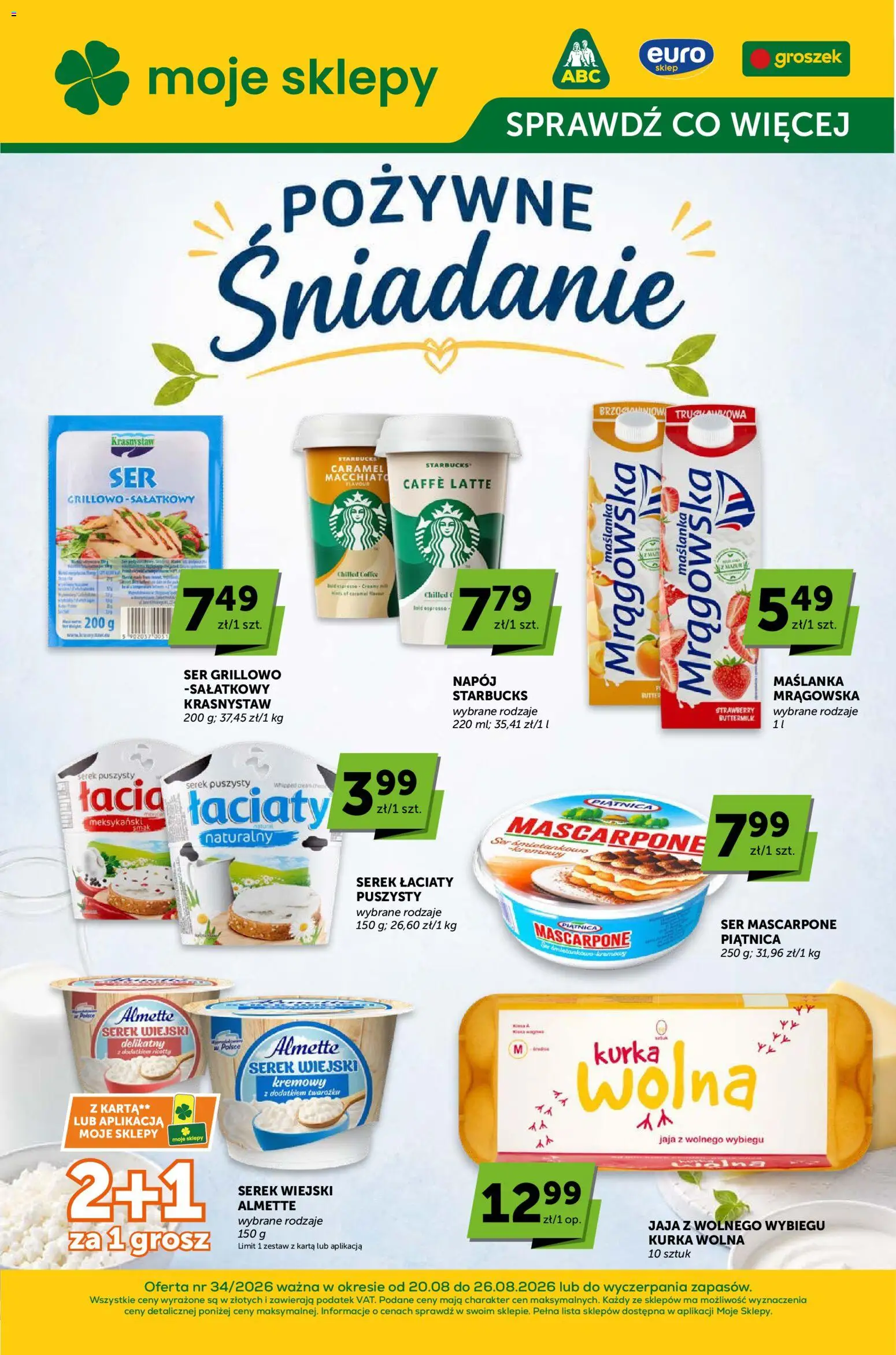 Euro Sklep gazetka - Sprawdź, co więcej od 20.08.2026 | Strona: 1 | Produkty: Maślanka, Ser, Ser mascarpone, Jaja
