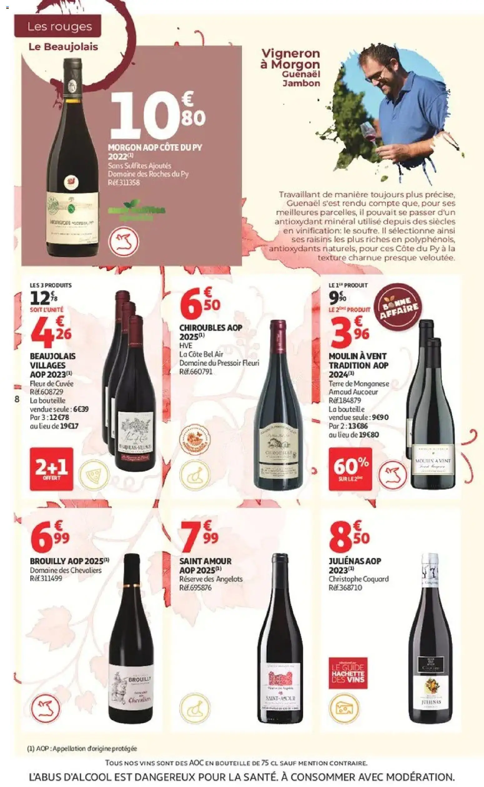 {H1} | Page: 8 | Produits: Beaujolais villages, Raisins, Brouilly, Bouteille