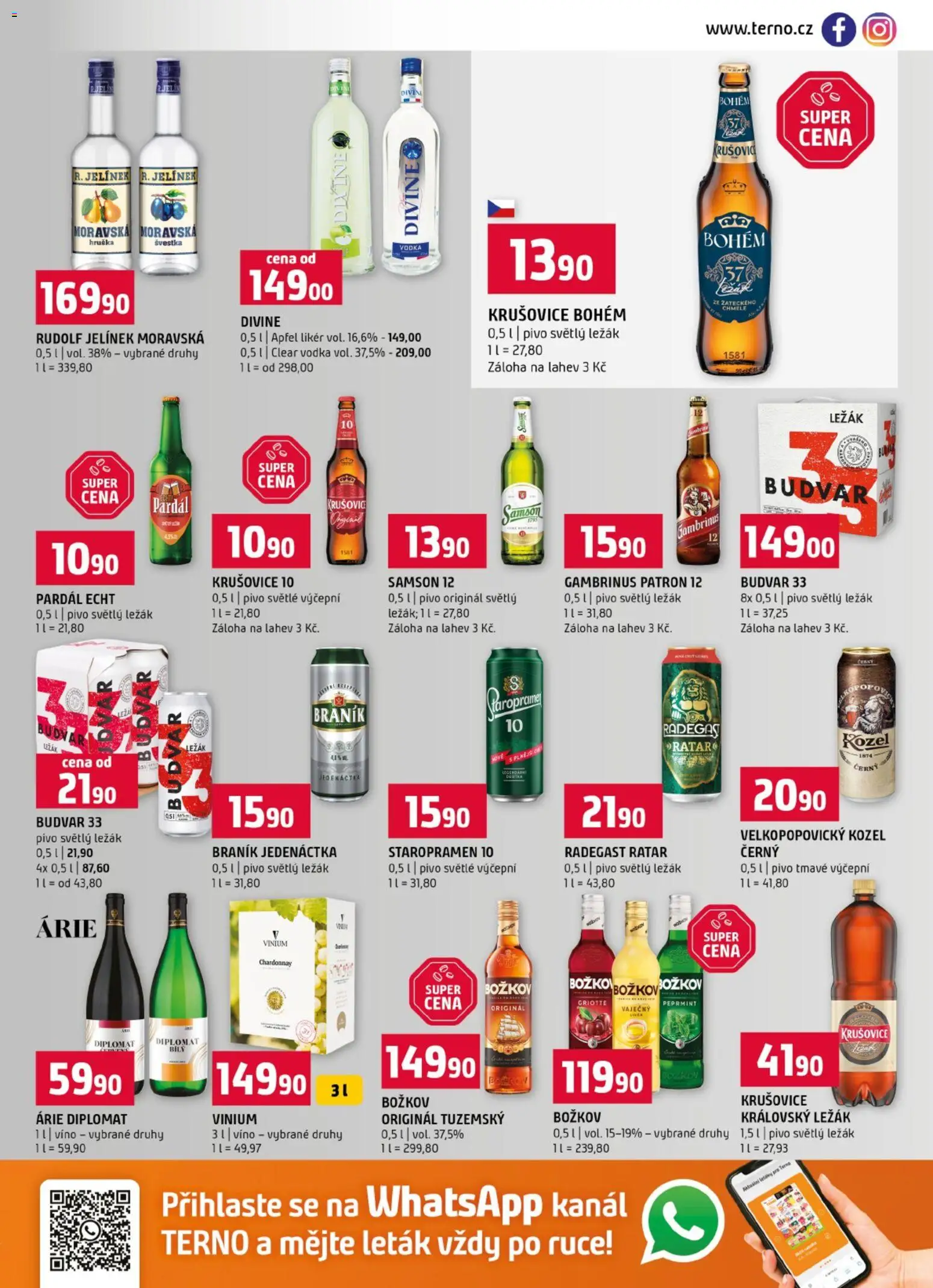 Terno leták od 08.07.2026 | Strana: 13 | Produkty: Víno, Likér, Božkov, Gambrinus