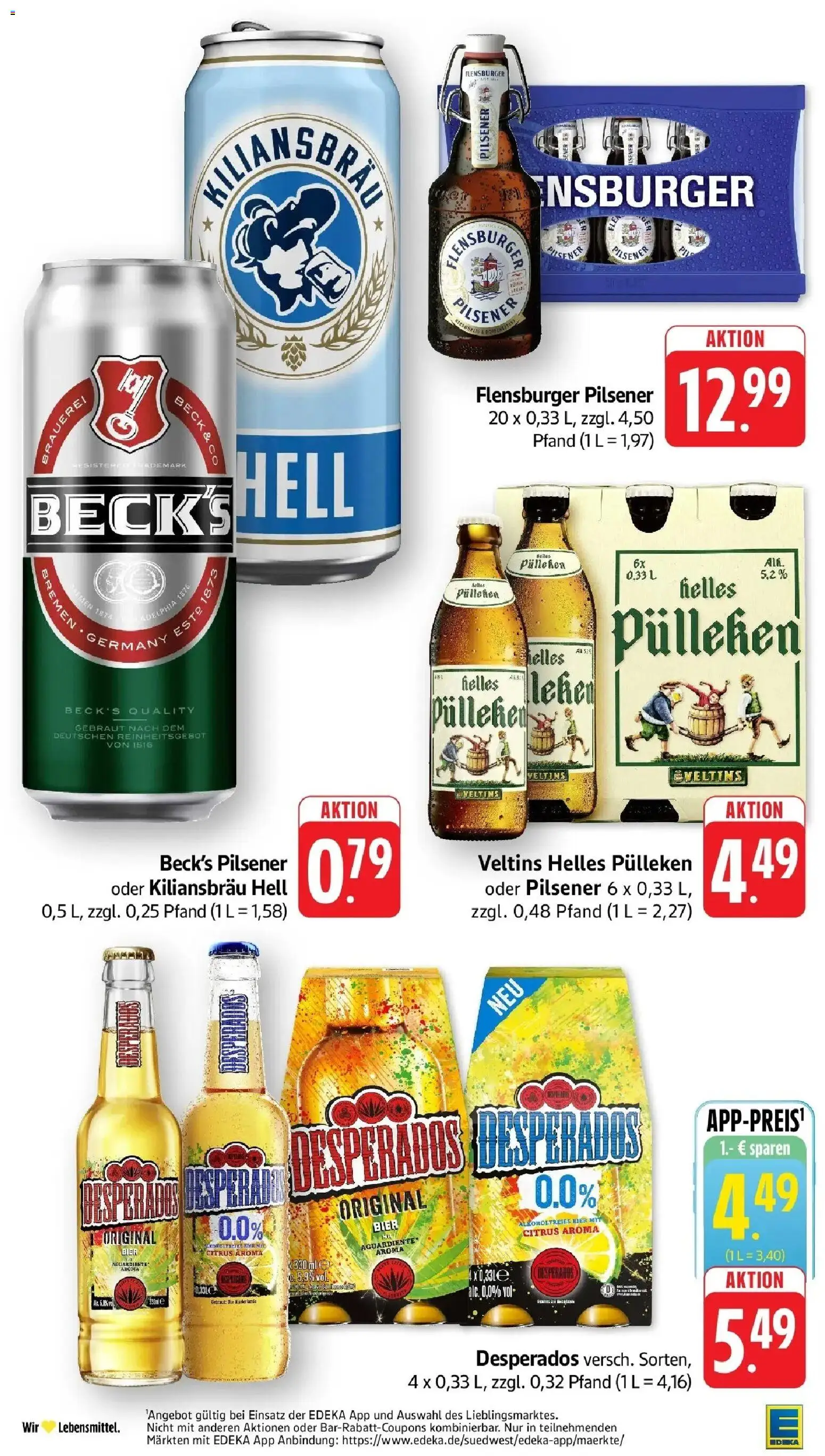Edeka prospekt Karlsbad-Langensteinbach	 – gültig ab 27.04.2026 | Seite: 34 | Produkte: Helles pulleken, Bier, Flensburger, Desperados