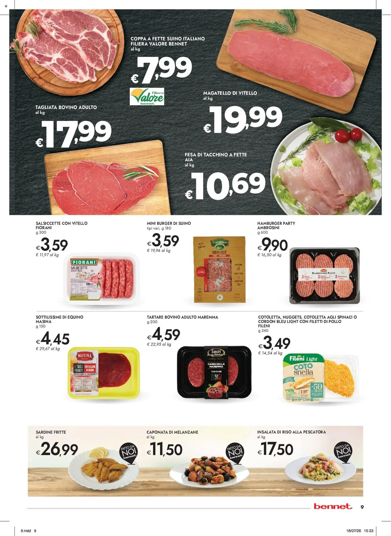 Volantino bennet del 30/07/2026 | Pagina: 9 | Prodotti: Pollo, Riso, Suino, Spinaci