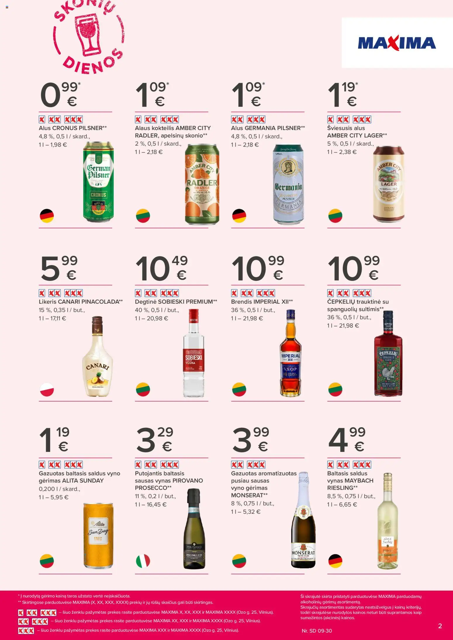 MAXIMA akcijos nuo 2026.09.17 | Puslapis: 2 | Prekių: Degtinė, Vynas, Alus
