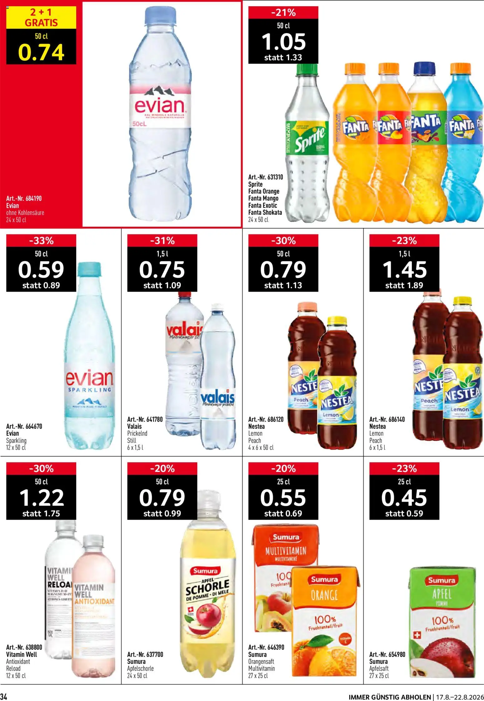 Prodega aktionen – gültig ab 17.08.2026 | Seite: 34 | Produkte: Sprite, Orangensaft, Äpfel, Mango