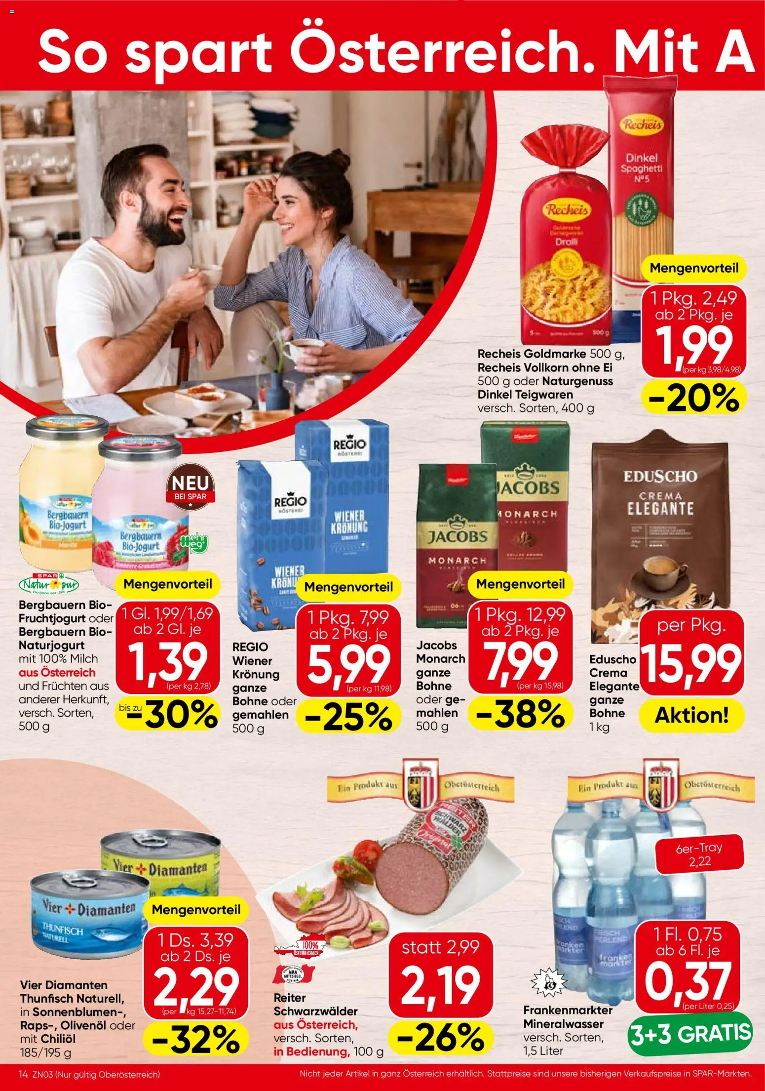 Spar - Oberoesterreich gültig ab 03.06.2026 | Seite: 14 | Produkte: Tisch, Milch, Hajdina liszt