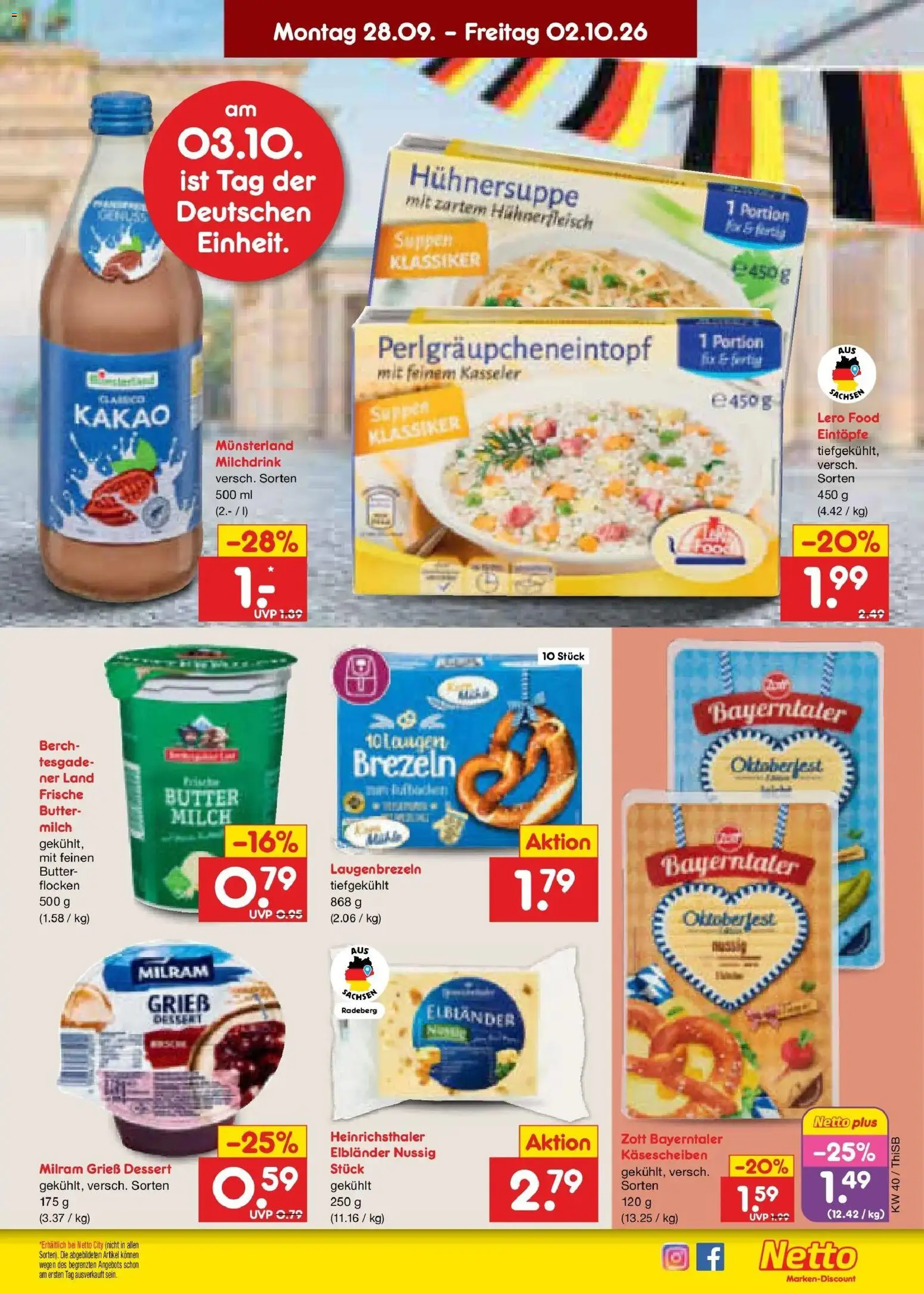 Netto Marken-Discount Prospekt Pirna – gültig ab 28.09.2026 | Seite: 21 | Produkte: Milch, Butter, Milram, Hühnerfleisch