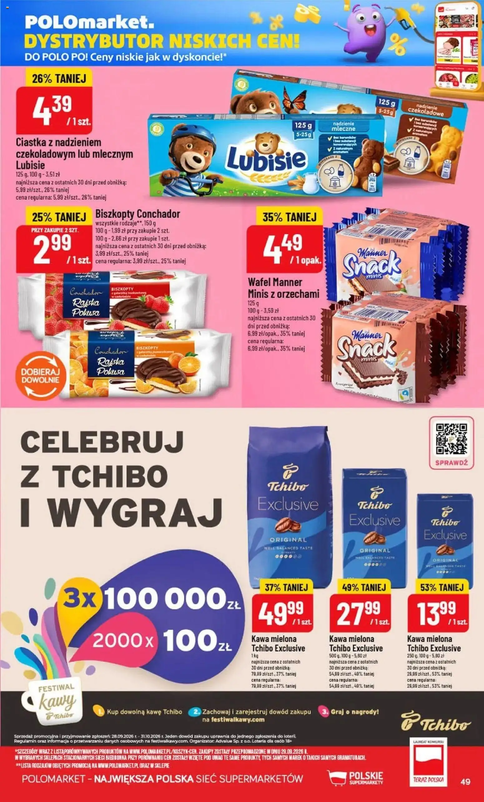 Nowa POLOmarket gazetka od jutra 14.10.2026 | Strona: 49 | Produkty: Biszkopty, Tchibo exclusive, Ciastka, Kawa mielona