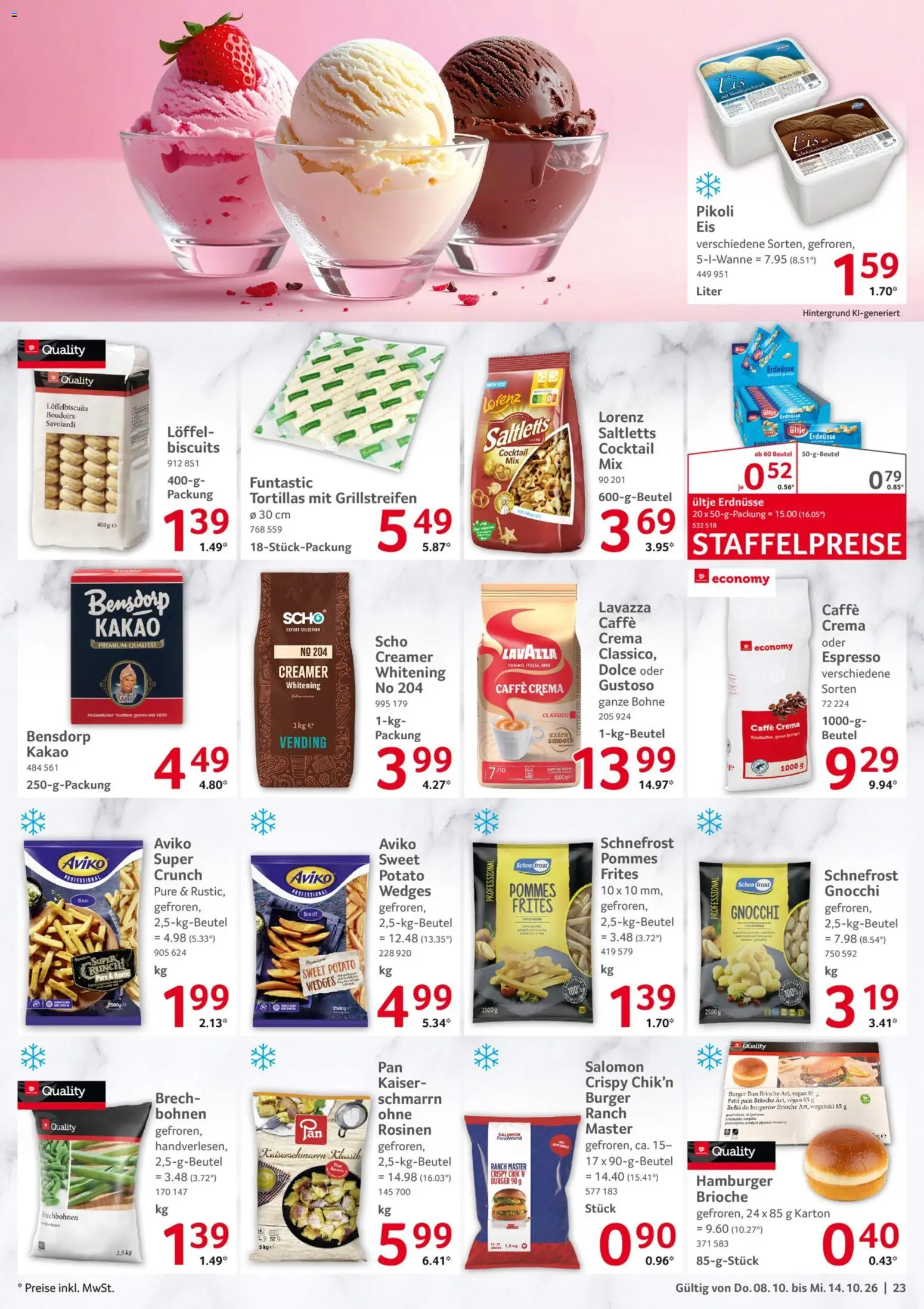 Selgros Prospekt – gültig ab 08.10.2026 | Seite: 23 | Produkte: Lavazza, Tortillas, Pommes, Rosinen